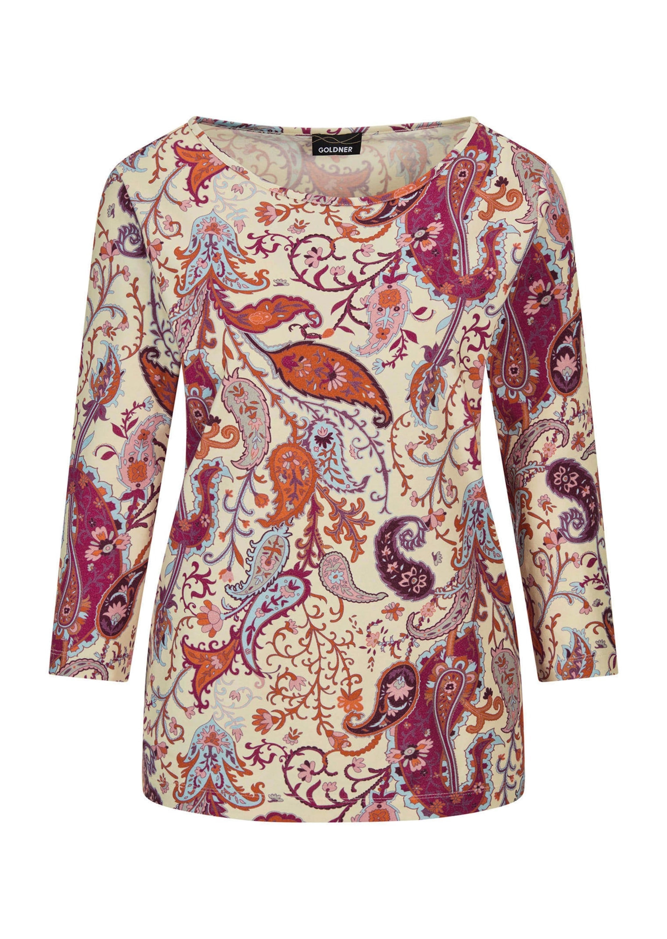 GOLDNER "Florales Jerseyshirt mit Paisley-Muster" U-Boot-Ausschnitt