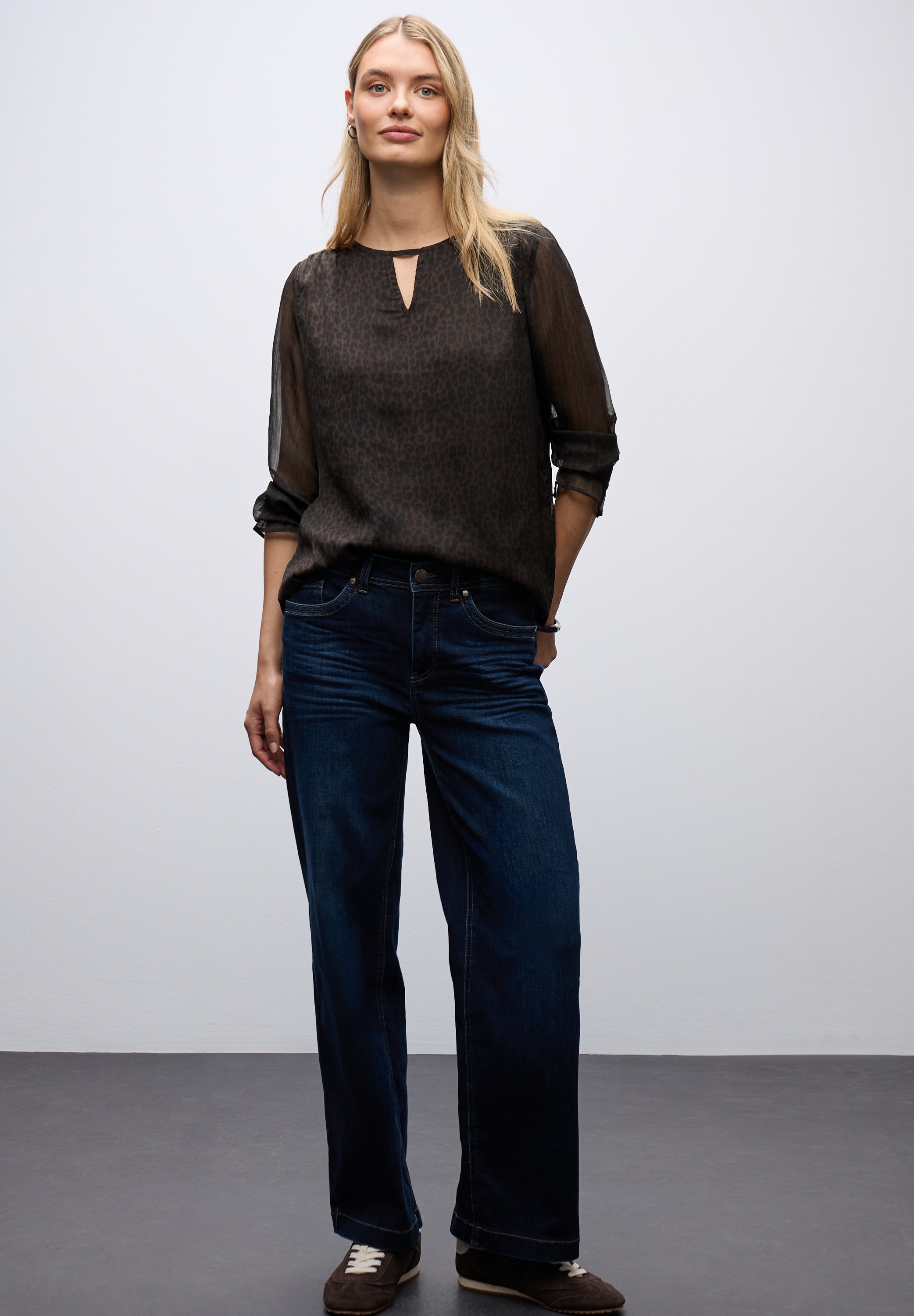 STREET ONE Langarmbluse mit Mesheinsatz