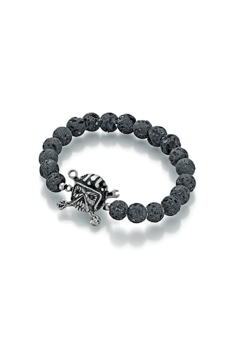 Armband »Lavastein-Kugeln, Totenkopf, Silber 925«