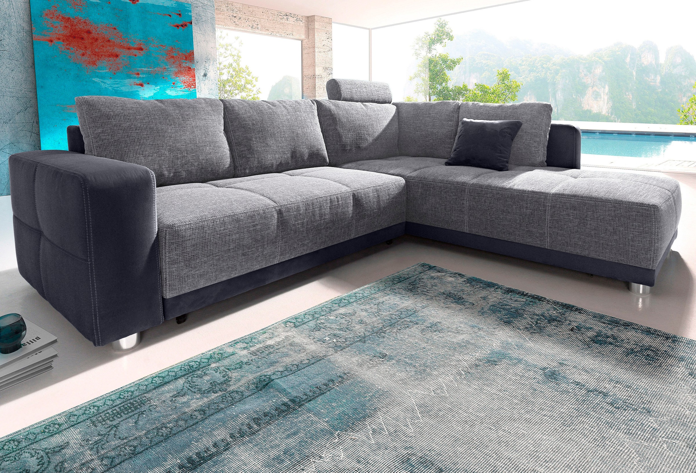 Jockenhöfer Gruppe Ecksofa "Orlando L-Form, B: 257 cm" mit Bettfunktion, Be günstig online kaufen