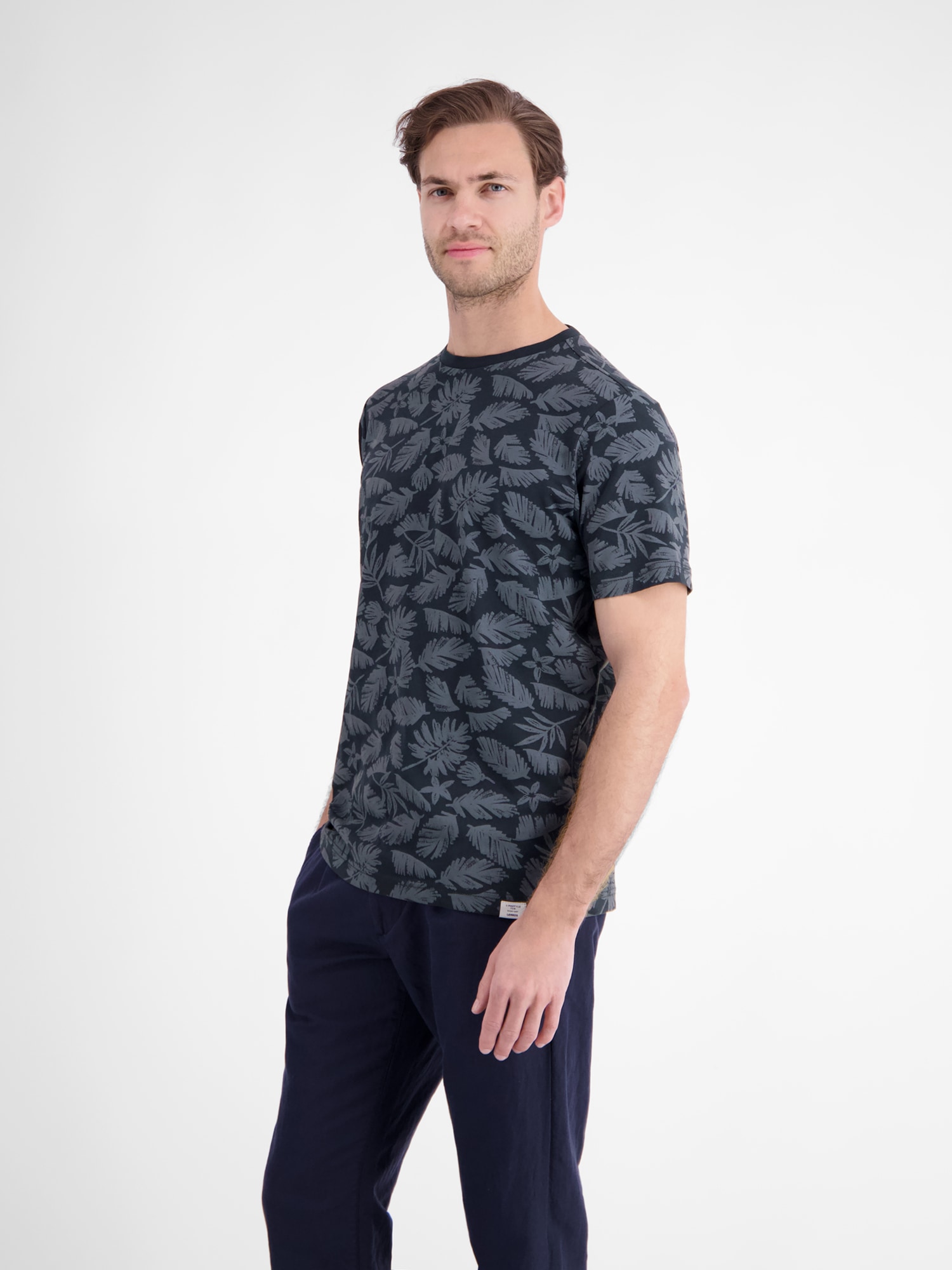 LERROS T-Shirt »T-Shirt mit Rundkragen aus reiner Baumwolle mit Flower-Print«