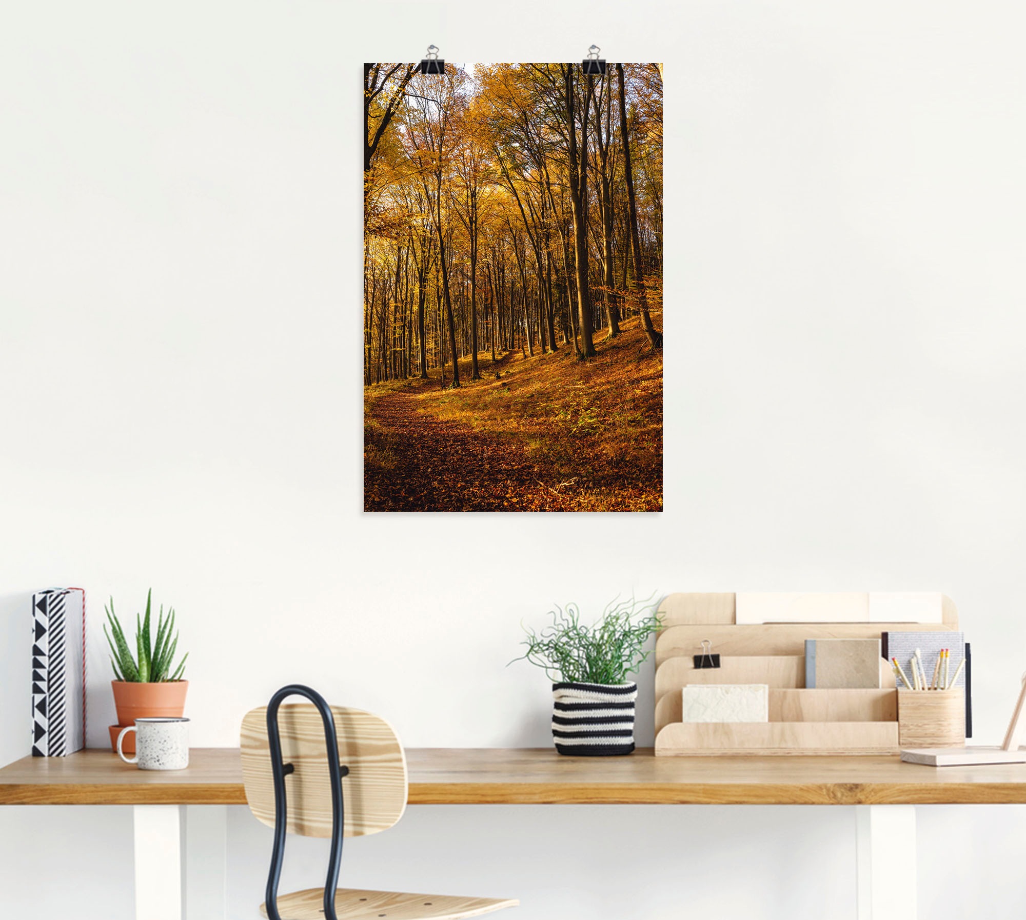 Artland Wandbild in bei Alubild, Sonnenuntergang«, (1 kaufen Waldbilder, »Schöne Leinwandbild, versch. BAUR St.), | als oder Herbstfarben Poster Wandaufkleber Größen