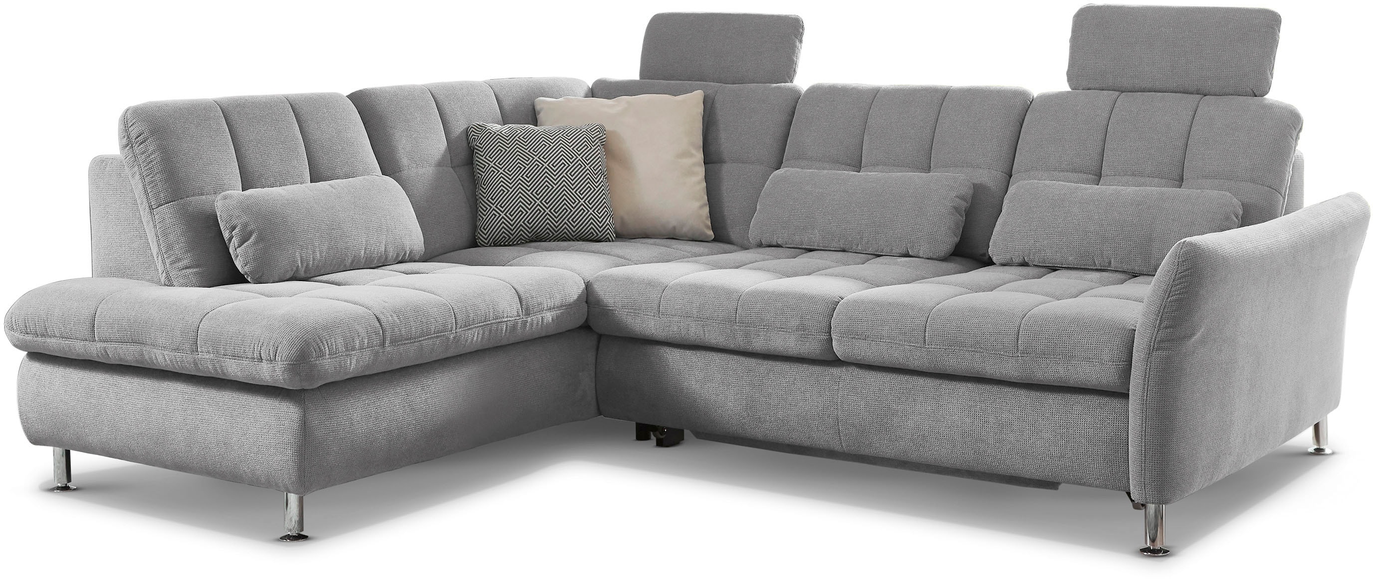 Die PlanBar Ecksofa "MP-IN20016 L-Form mit Kaltschaum-Polsterung" optional Kopfstützen & Schlaffunktion, mit Kaltschaum-Polsterung