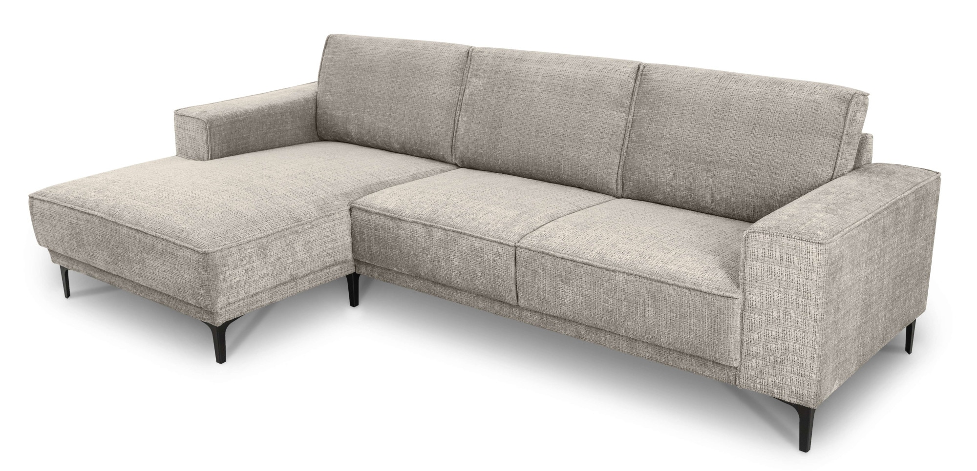 Places of Style Ecksofa »Polsterecke Oland, Struktur, Flachgewebe, Luxus-Microfaser, Boucle«, L-Form, 280 cm, Wellenunterfederung, Skandi-Design, Metallfüße