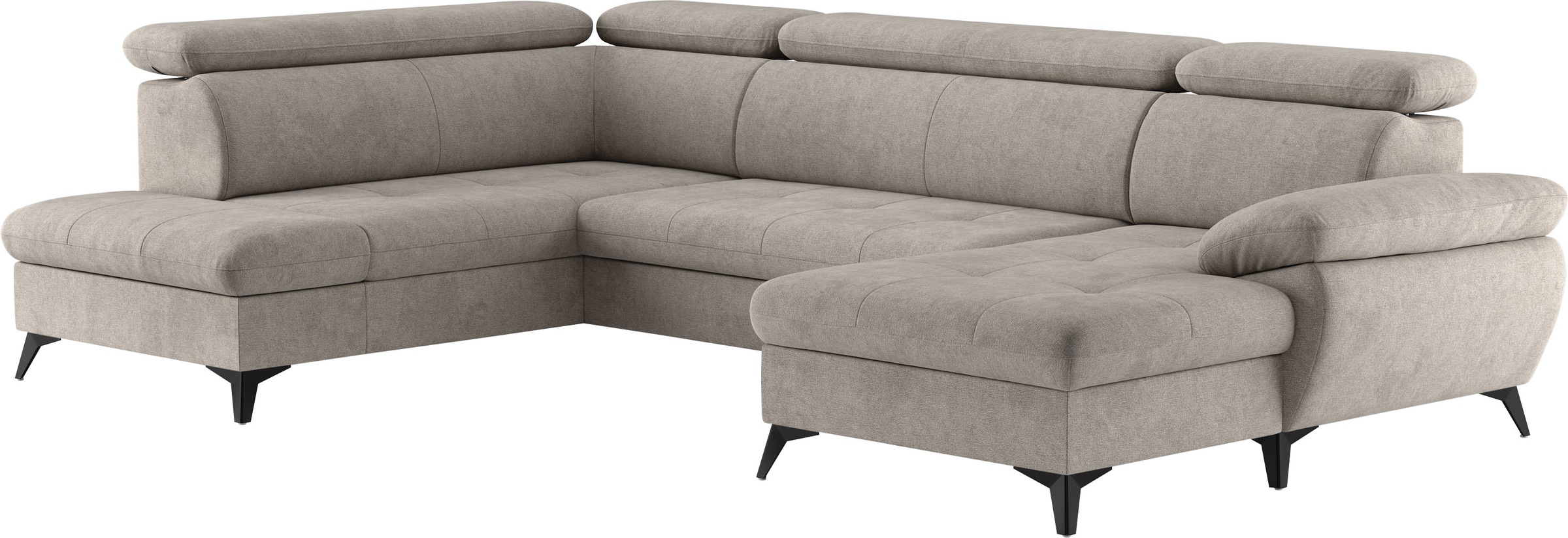 Wohnlandschaft COTTA "Hudson U-Form, B: 324 cm", grau (elephant), B:324cm T:207cm, Sofas, Wohnlandschaft, mit Kopfteilverstellung, optional Bettfunktion & Bettkasten 6