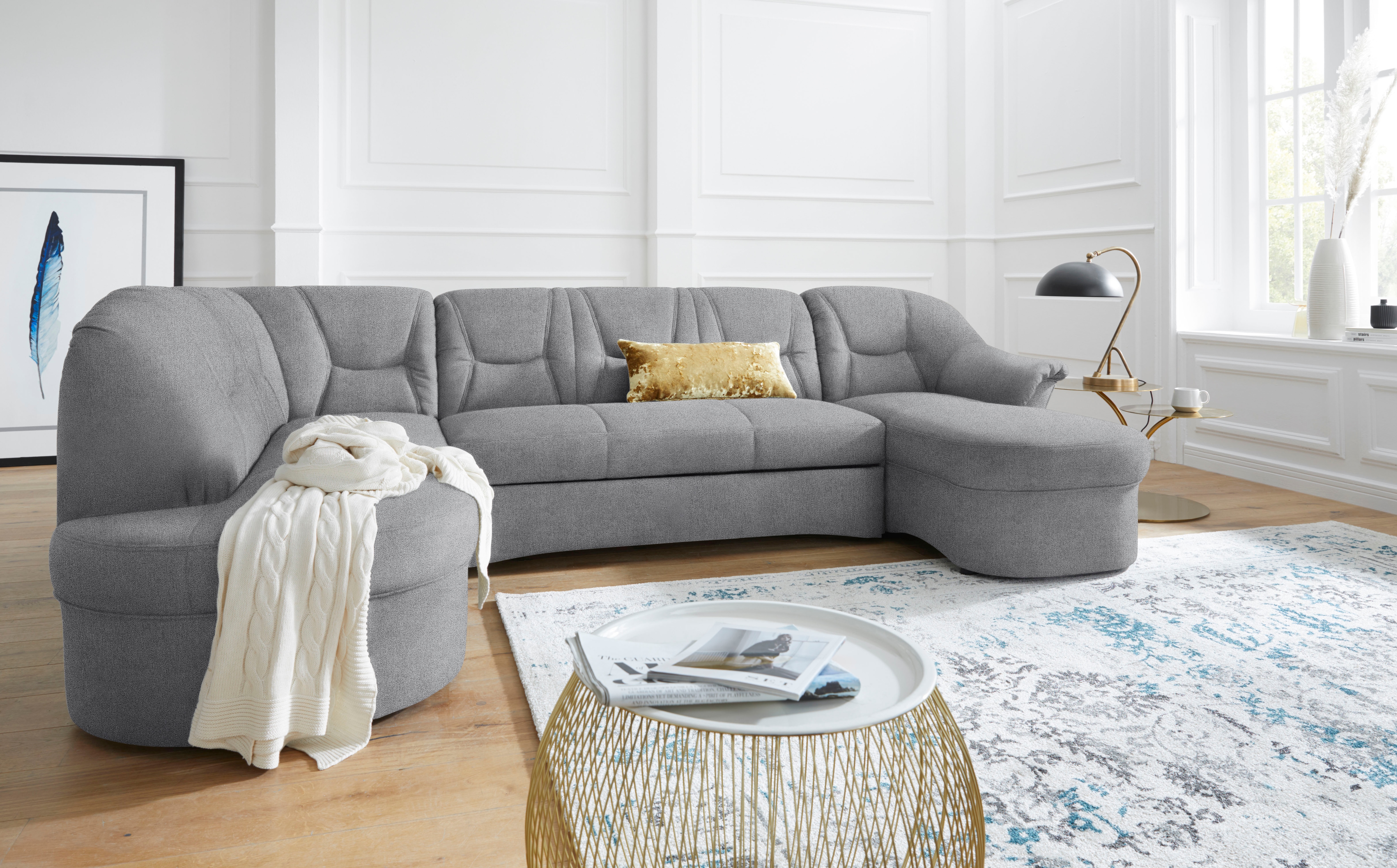 DOMO collection "SARAFINA 295x83x180 cm, auch mit Federkern für mehr Sitzkomfort" whlw. mit Bettfunktion, elegantes Design, U-Form