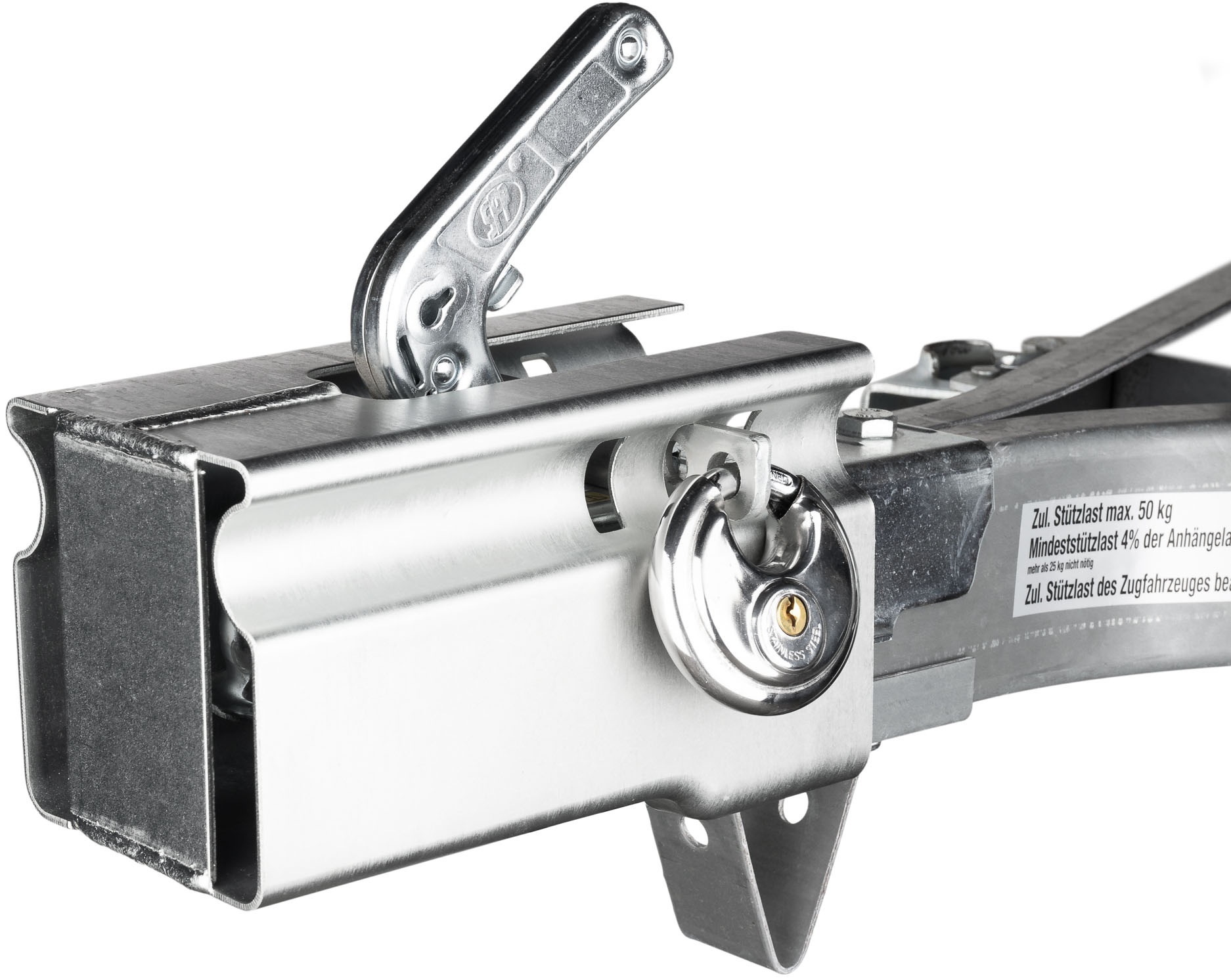 Kastensicherung STEMA "Diebstahlsicherung Safety-Box", silber (silberfarben), B:13,5cm L:21cm, Stahl, Sicherheitsschlösser, Für Anhänger im abgekuppel