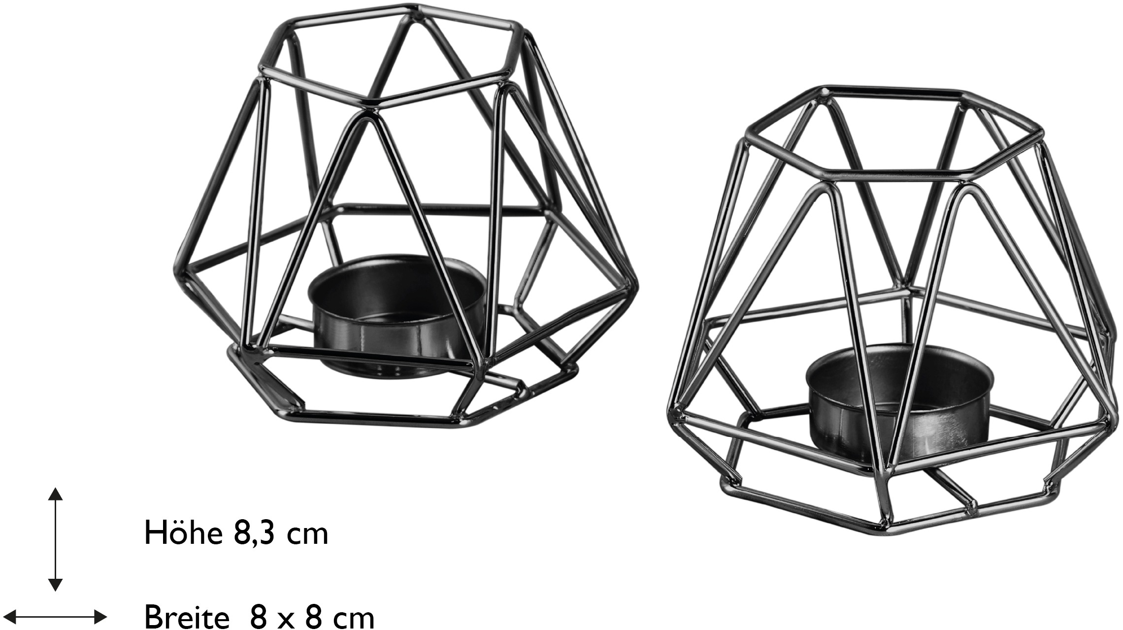 Black Friday ECHTWERK Teelichthalter »Vintage Small, Weihnachtsdeko«, (Set, 2  St.), moderner Kerzenhalter aus Eisen, geometrisches Design, Höhe ca. 8,3 cm  | BAUR