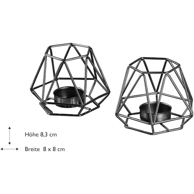 Black Friday ECHTWERK Teelichthalter »Vintage Small, Weihnachtsdeko«, (Set, 2  St.), moderner Kerzenhalter aus Eisen, geometrisches Design, Höhe ca. 8,3 cm  | BAUR