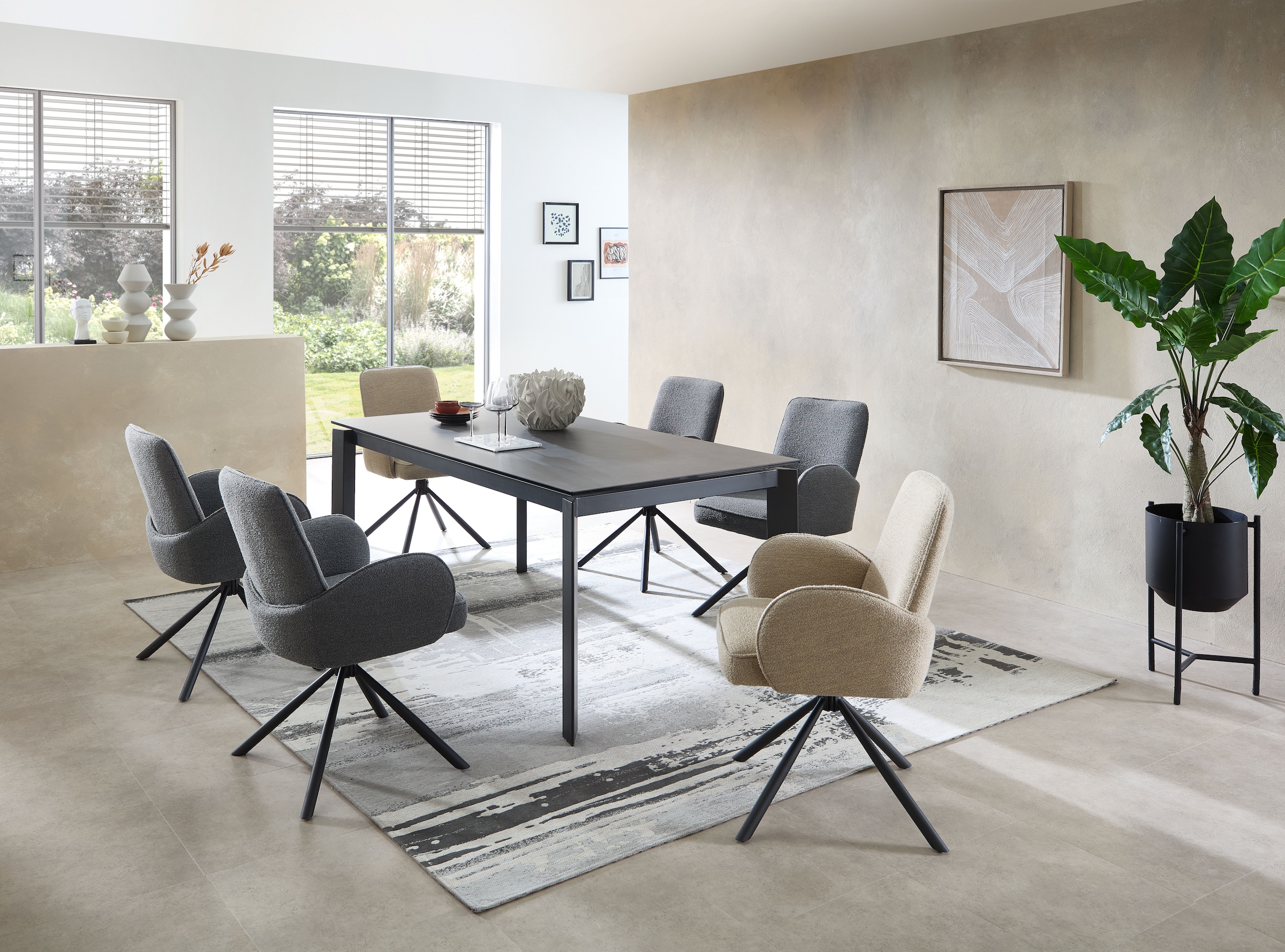 Stolkom Esstisch »Paul Esszimmertisch Keramik, ausziehbar auf 240 cm, BxHxT 180x76x95 cm«, Keramikoberfläche, Tischplatte ausziehbar von 180 auf 240 cm