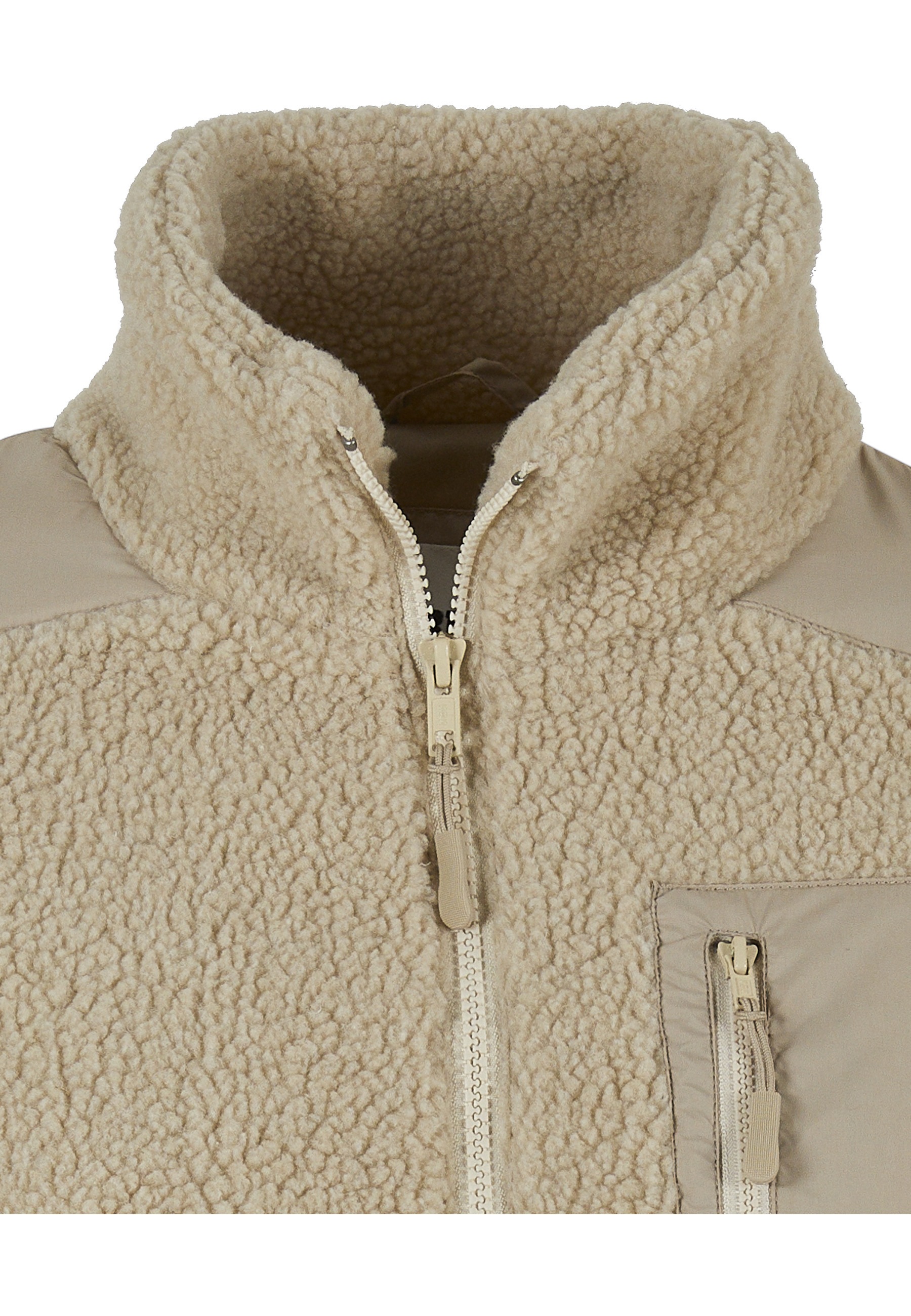URBAN CLASSICS Winterjacke »Urban Classics Damen Ladies Sherpa Mix Jacket« 1 Stk. tlg. mit Kapuze