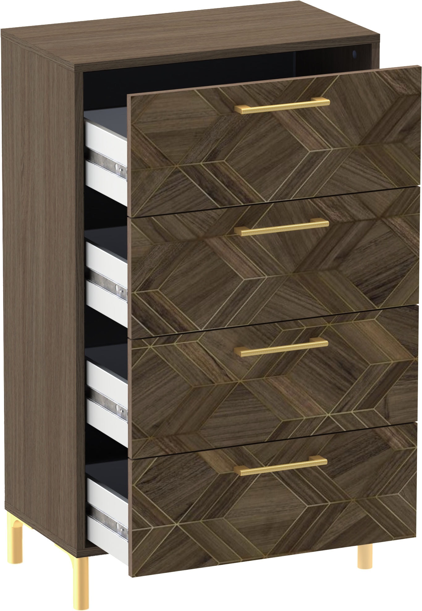 Schildmeyer Kommode »Glenn, Art-Déco Design mit eleganten Goldakzenten, Made in Germany« 1 Stk. tlg. Nussbaum Art-Déco Design mit eleganten Goldakzenten, Made in Germany