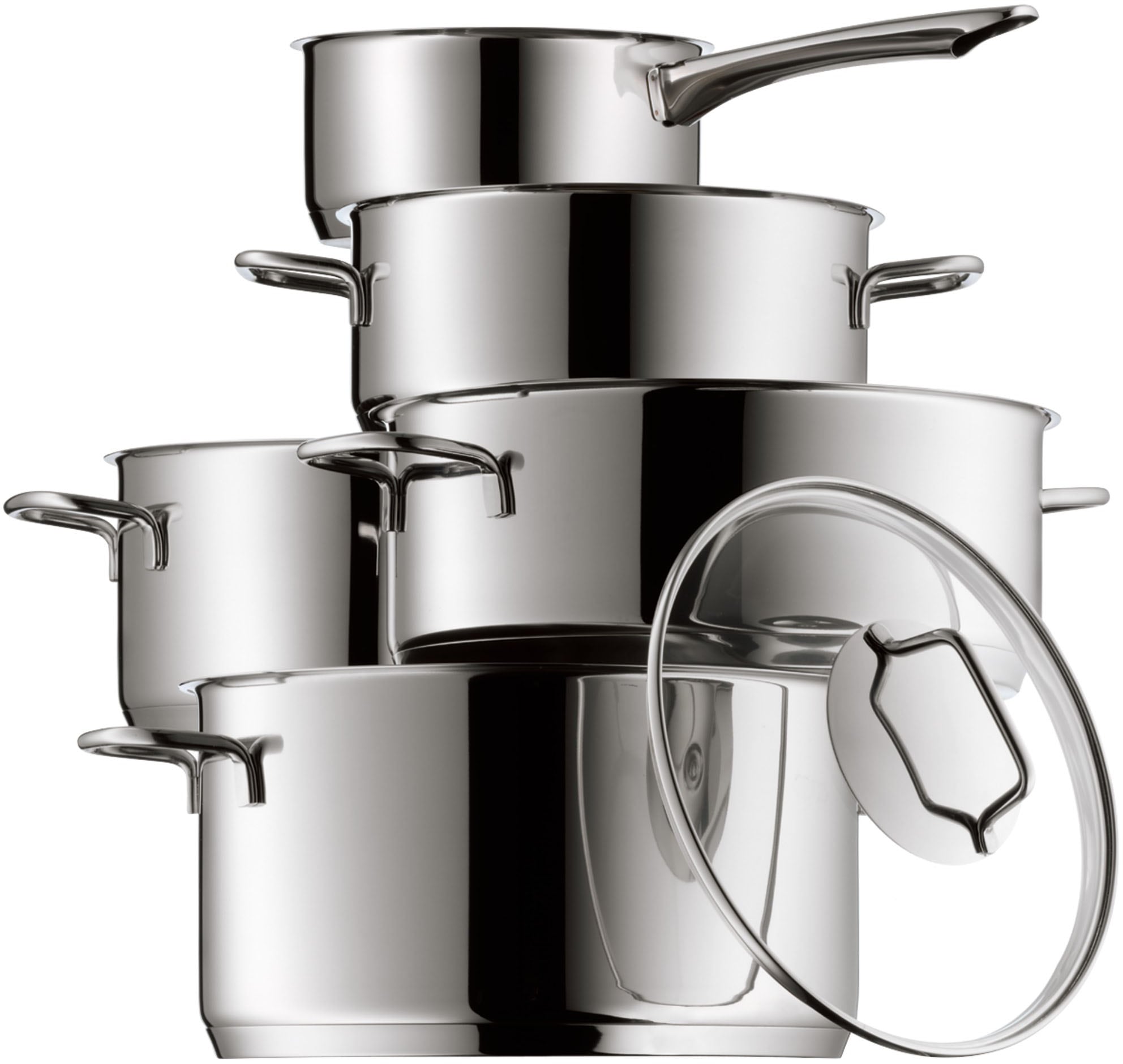 WMF Topf-Set »Astoria«, Cromargan® Edelstahl Rostfrei 18/10, (Set, 9 tlg., 1 Bratentopf Ø 16/20 cm, 1 Fleischtopf Ø 16/20 cm, 1 Stieltopf Ø 16 cm), Induktion