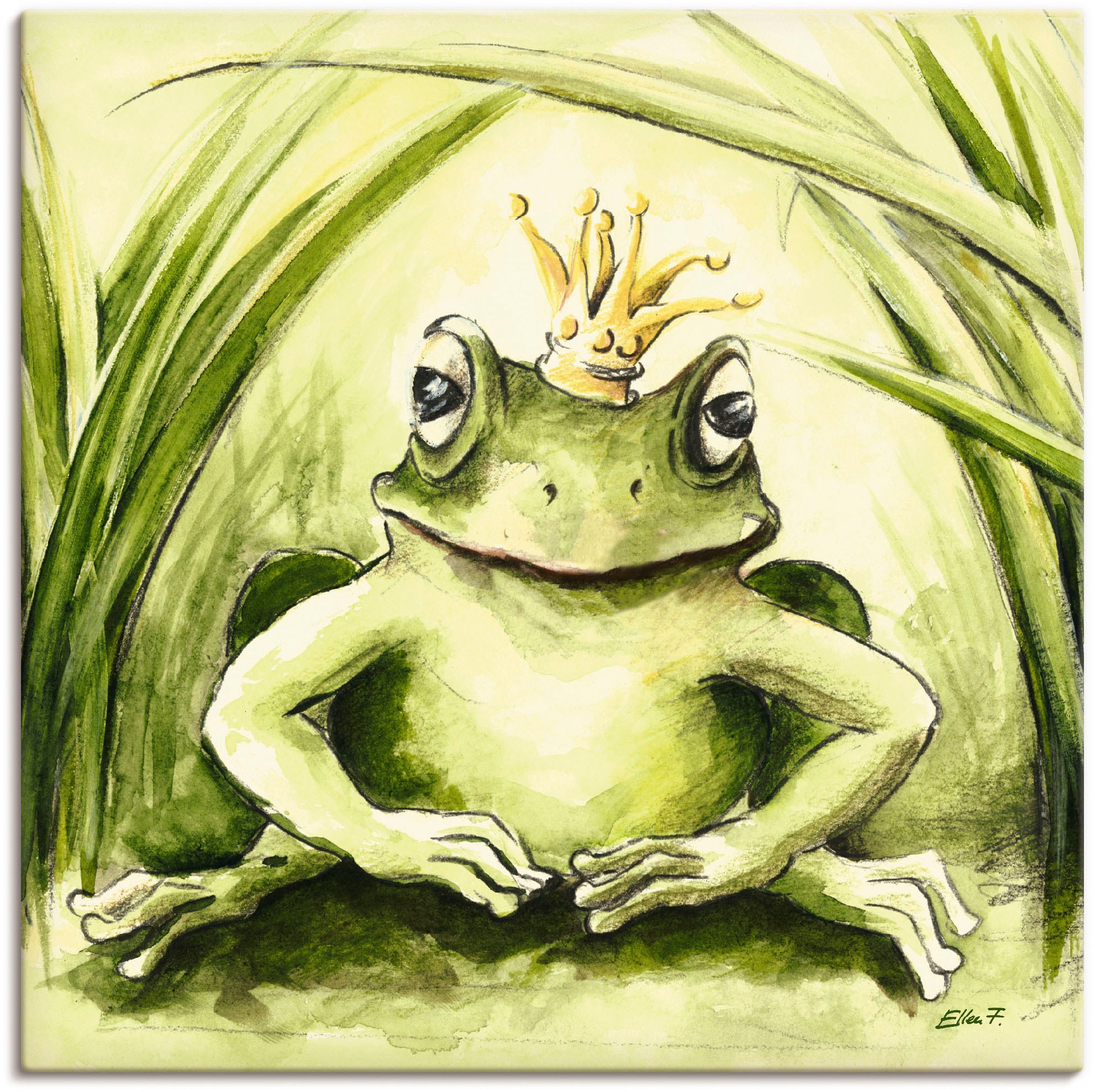 Artland Wandbild "Kleiner Frosch" Geschichten & Märchen 1 Stk. tlg. als Alubild, Leinwandbild in verschied. Größen
