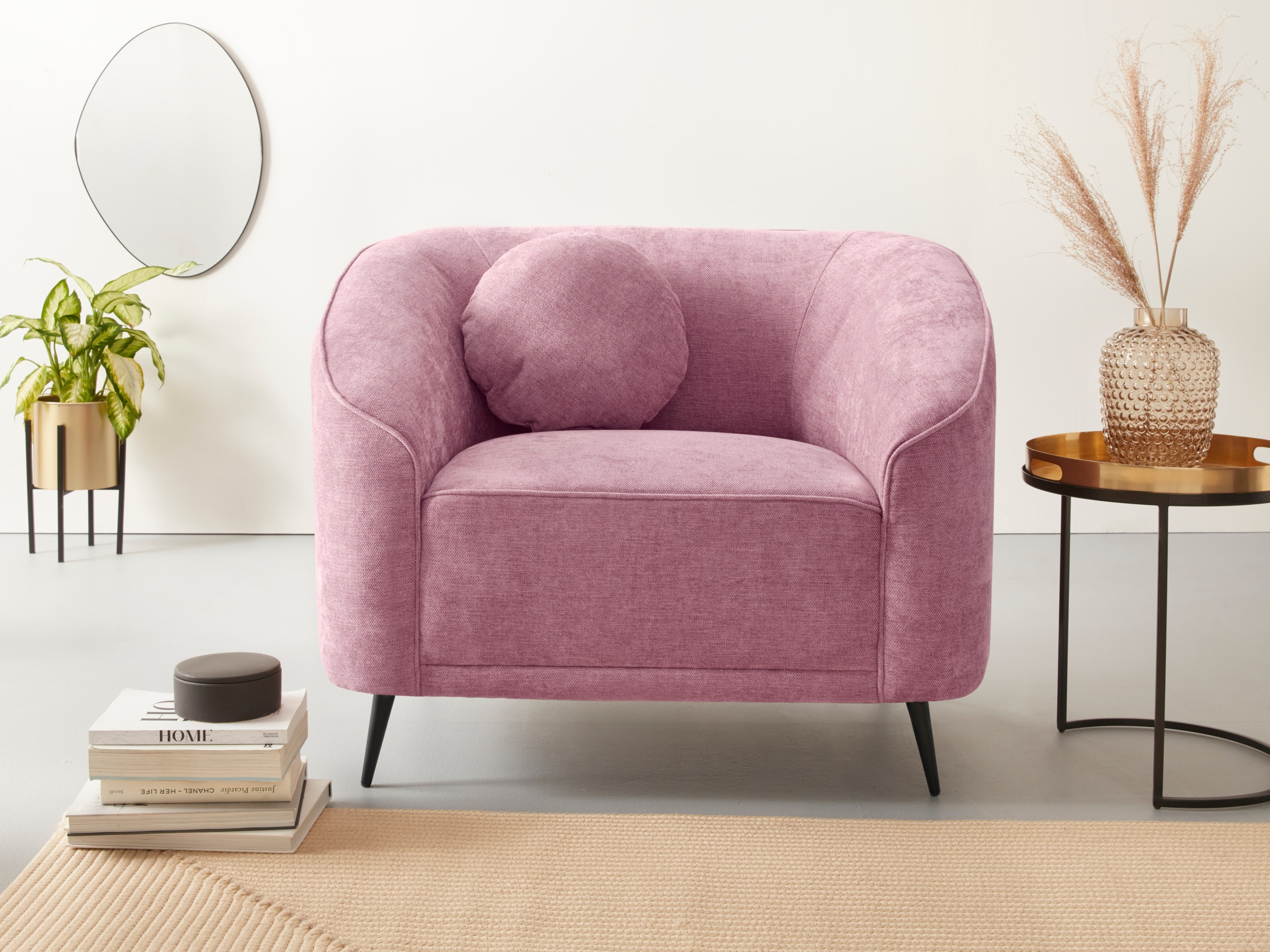 Home affaire Sessel "Ashly" in 3 Bezugsvarianten, Bouclé, Samtoptik und Str günstig online kaufen
