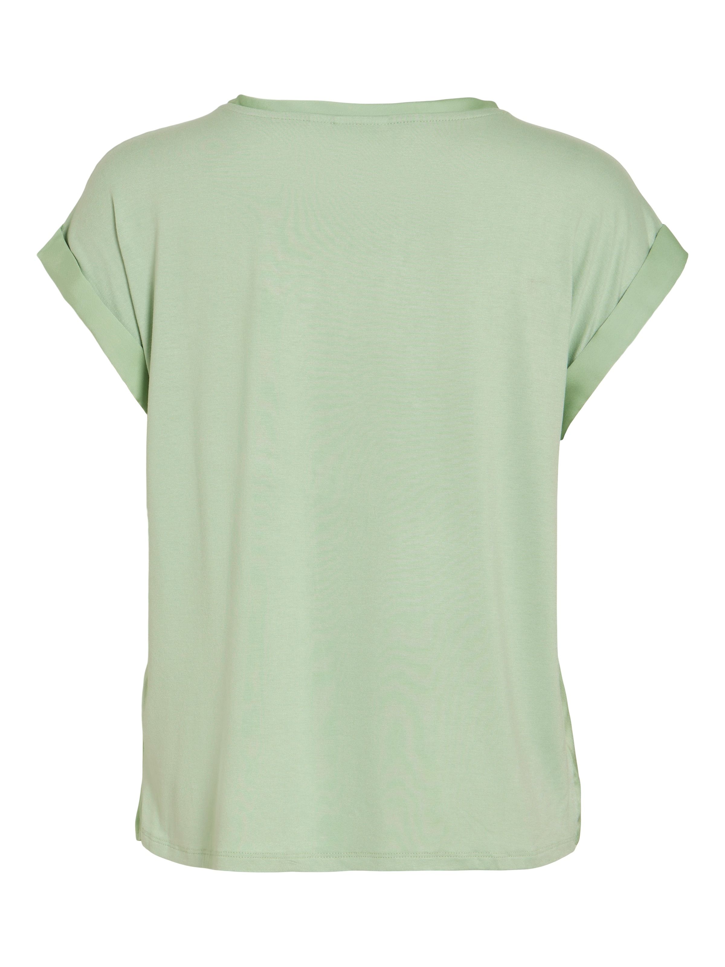 Kurzarmshirt VILA "VIELLETTE S/S SATIN TOP - NOOS", Damen, Gr. 40, smoke grün, Satin, Obermaterial: 100% Polyester, unifarben, regular fit normal, Rundhals, mit Umschlag, Shirts, Kunstfaser, regular fit 3