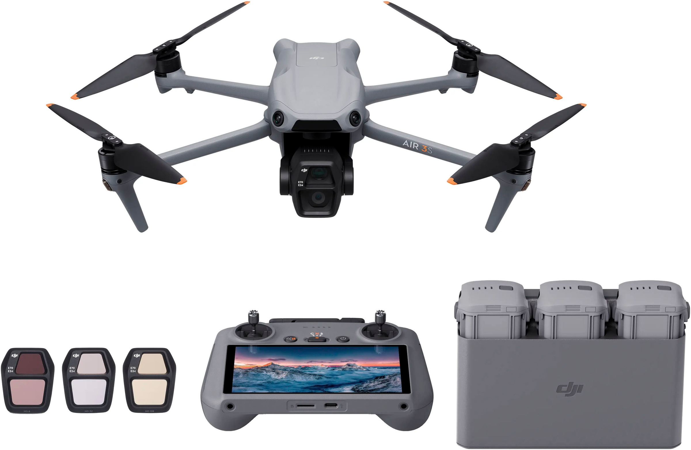 DJI Drohne "Air 3S Fly More Combo (DJI RC 2)", B:32,55cm H:10,6cm T:26,61cm, grau, Drohnen