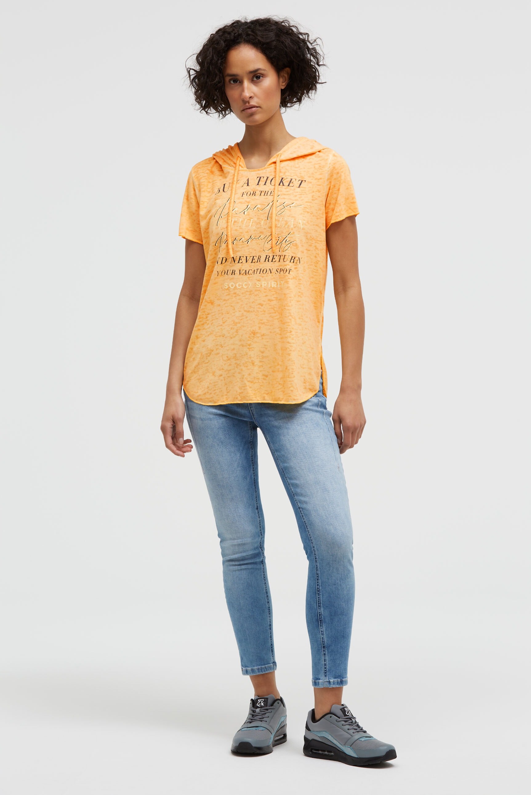 SOCCX Kapuzenshirt mit Ausbrenner-Effekten