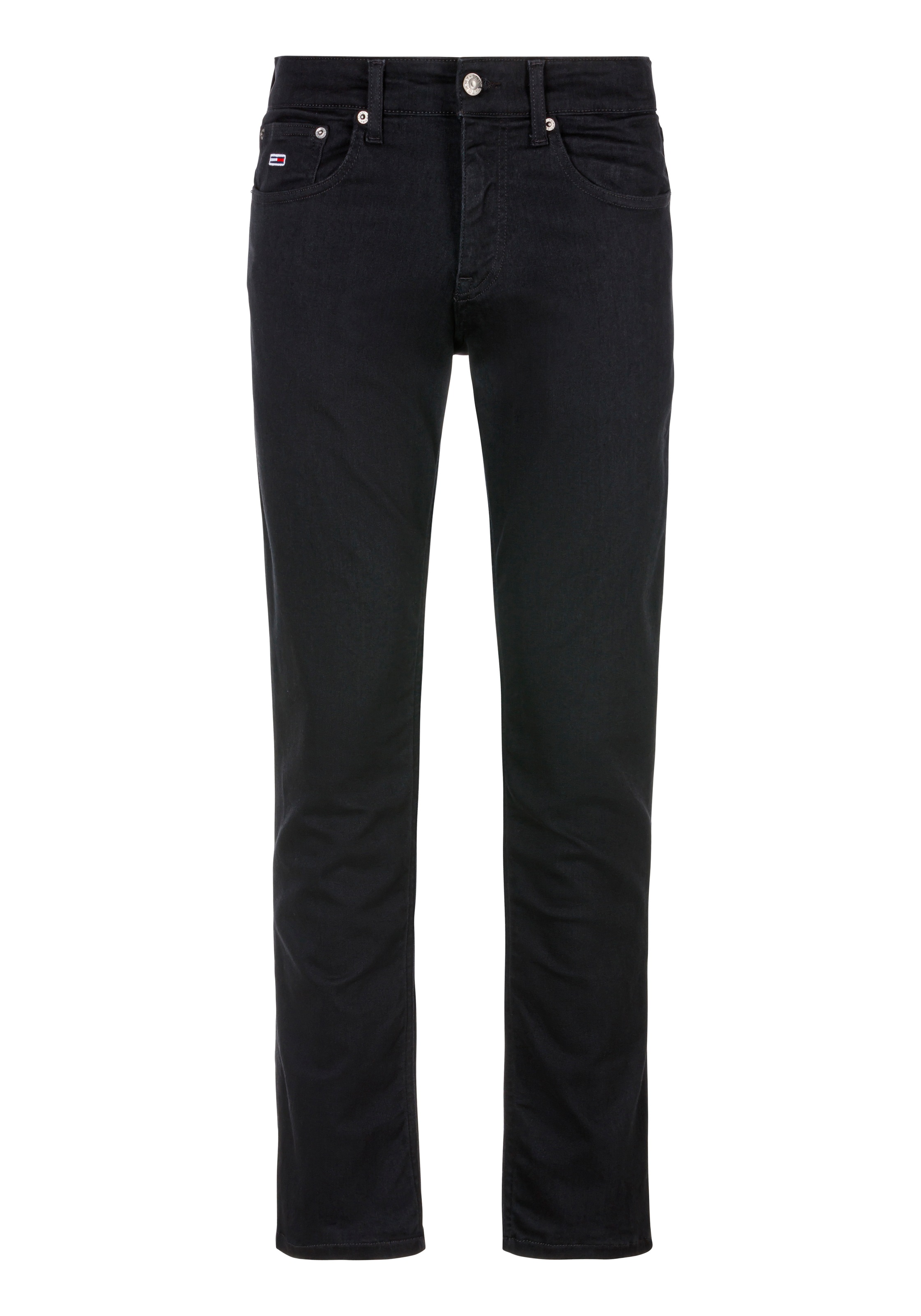 Slim-fit-Jeans TOMMY JEANS "Scanton Slim", Herren, Gr. 34, Länge 32, schwarz (schwarz denim), Denim/Jeans, Obermaterial: 90% Baumwolle, 8% Elastomultiester, 2% Elasthan, slim fit, Jeans Slim-fit-Jeans, mit mittlerer Leibhöhe, 5-Pocket-Design 6