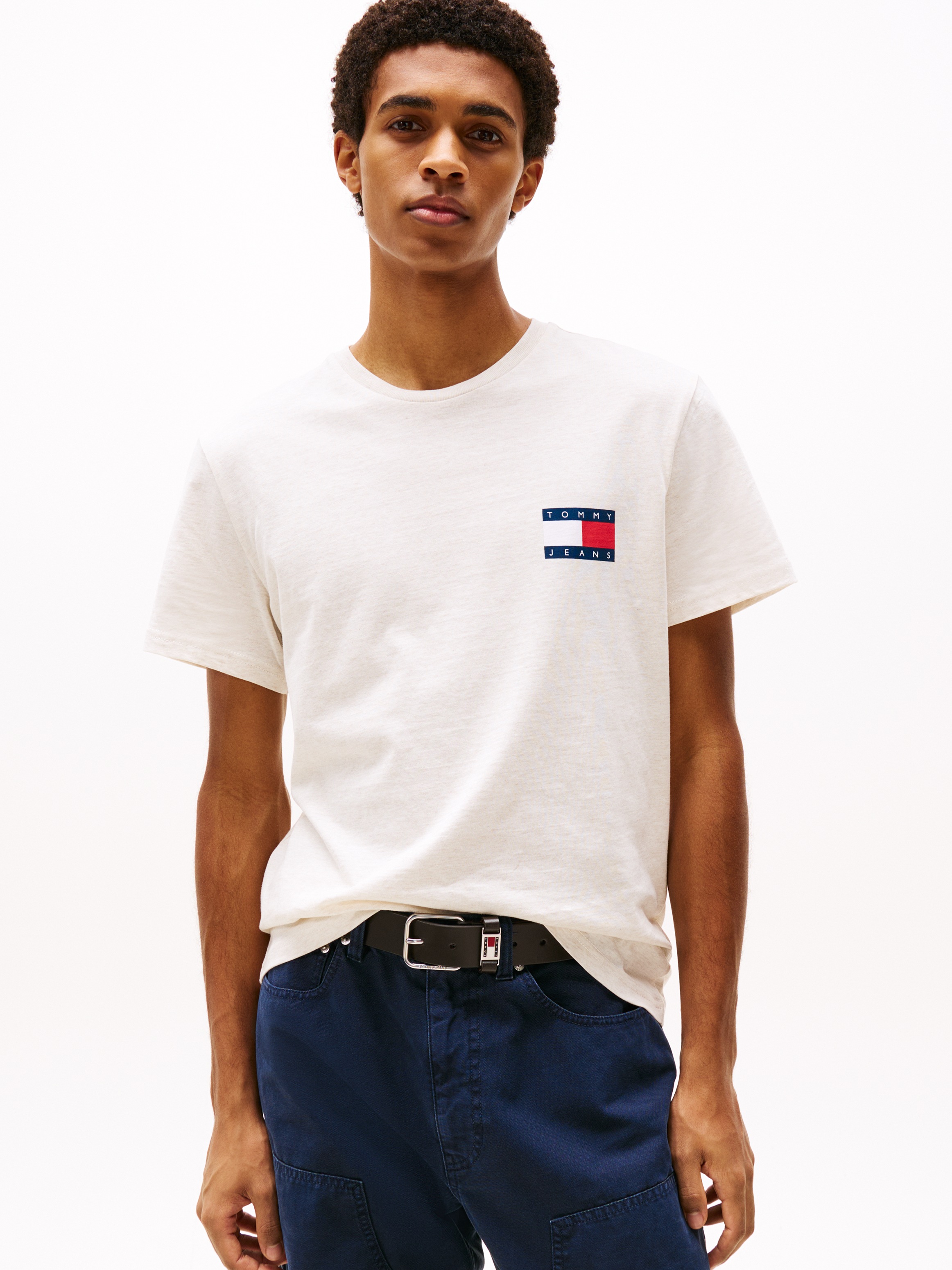 Tommy Jeans T-Shirt "TJM SLIM FIT ESSENTIAL FLAG" Mit Rundhalsausschnitt günstig online kaufen