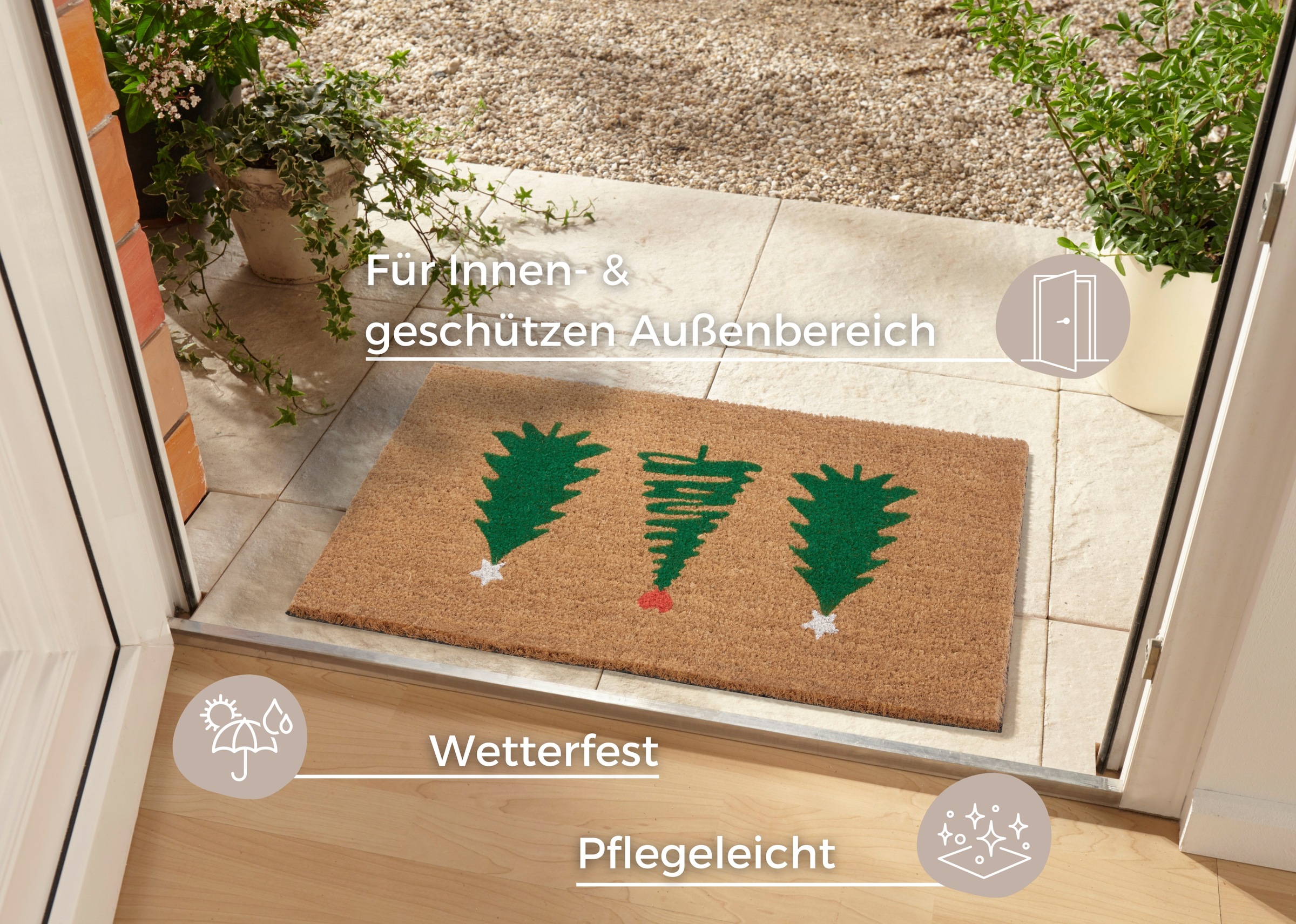 HANSE Home Fußmatte "Mix Mats Kokos Decorated Pine Trees, Türmatte" rechtec günstig online kaufen
