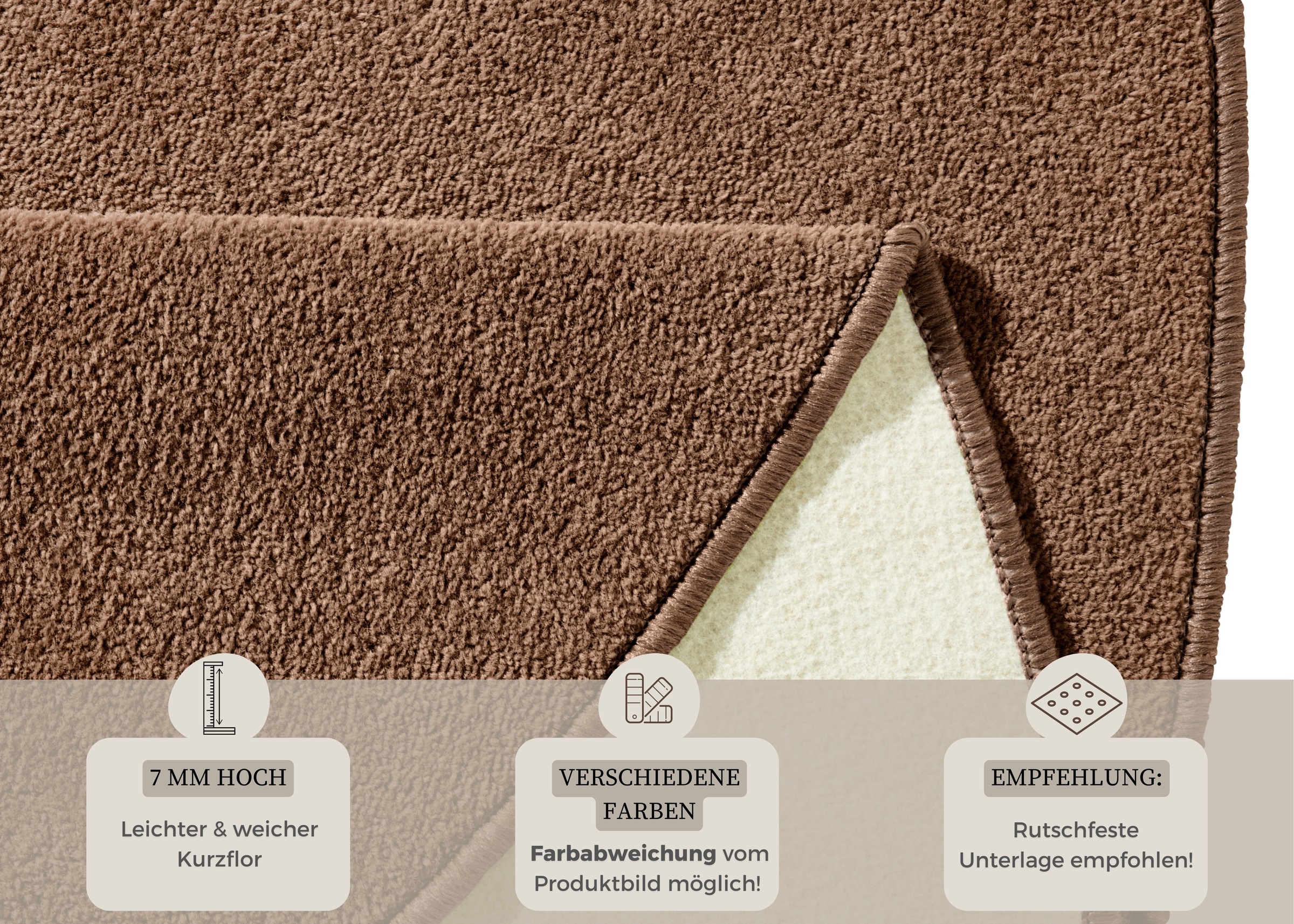 HANSE Home Teppich »Fancy«, rund, 7 mm Höhe, Kurzflor, Weich, Einfarbig, Wohnzimmer, Schlafzimmer, Esszimmer