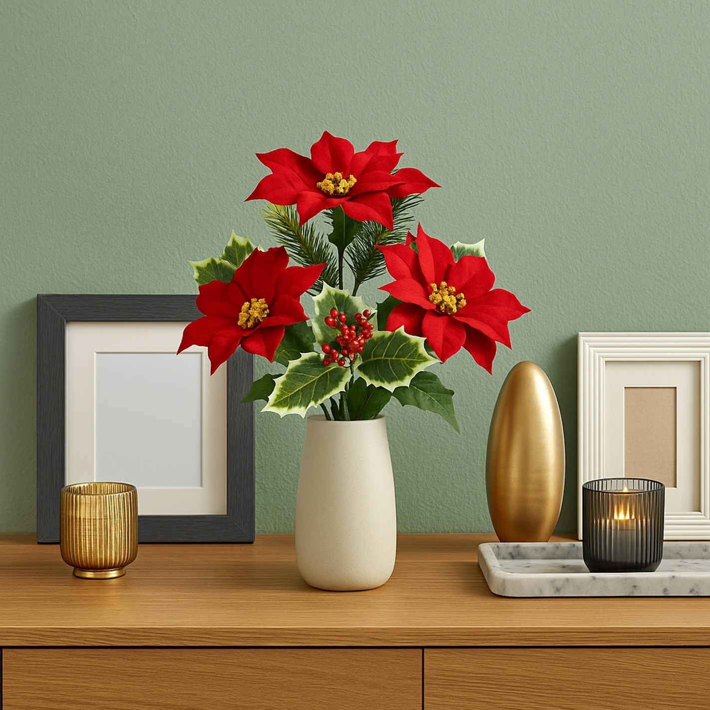 I.GE.A. Kunstblume "Poinsettiastrauß" 2er Set Bouquet aus Weihnachtsstern I günstig online kaufen