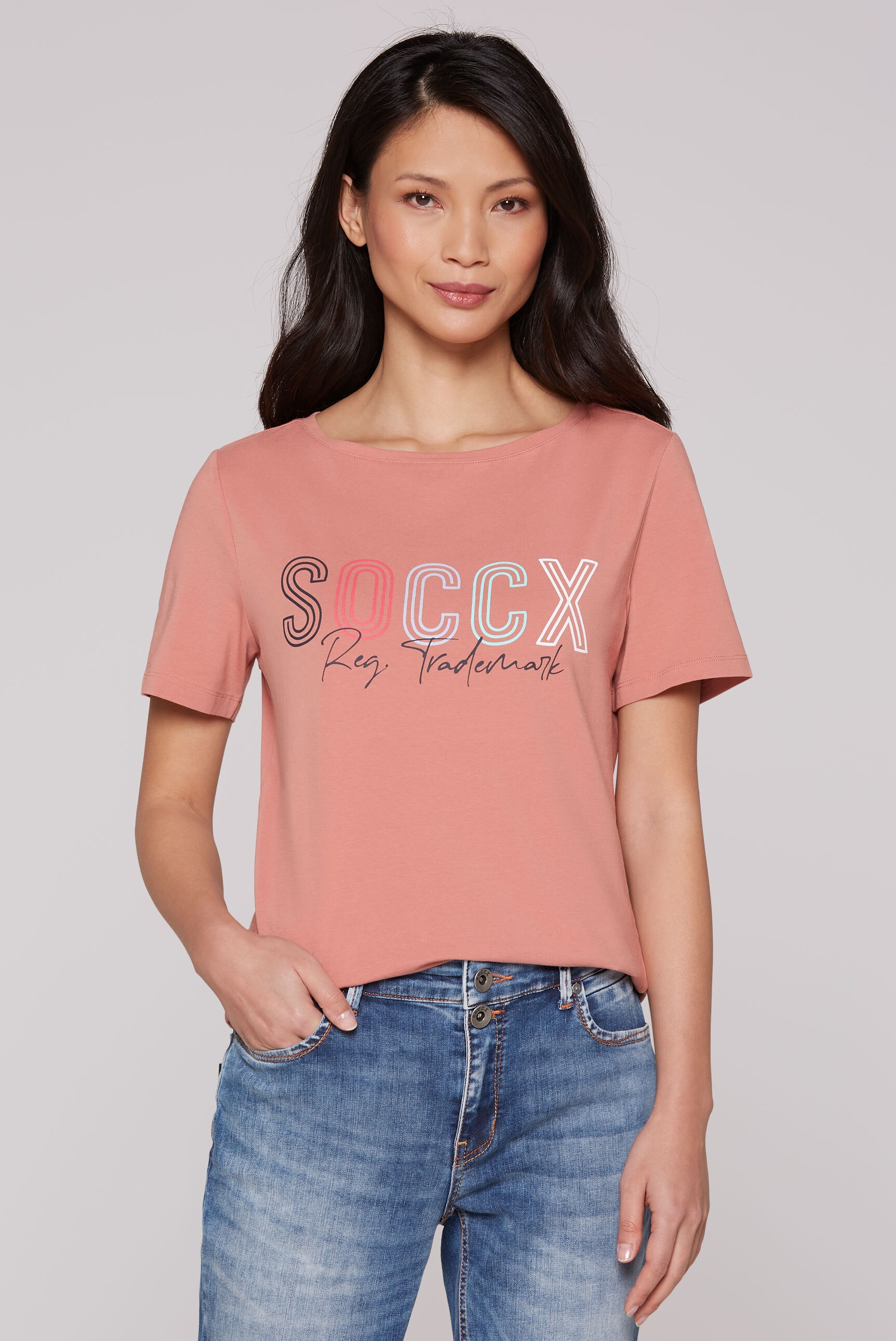 SOCCX Rundhalsshirt, mit U-Boot-Ausschnitt günstig online kaufen