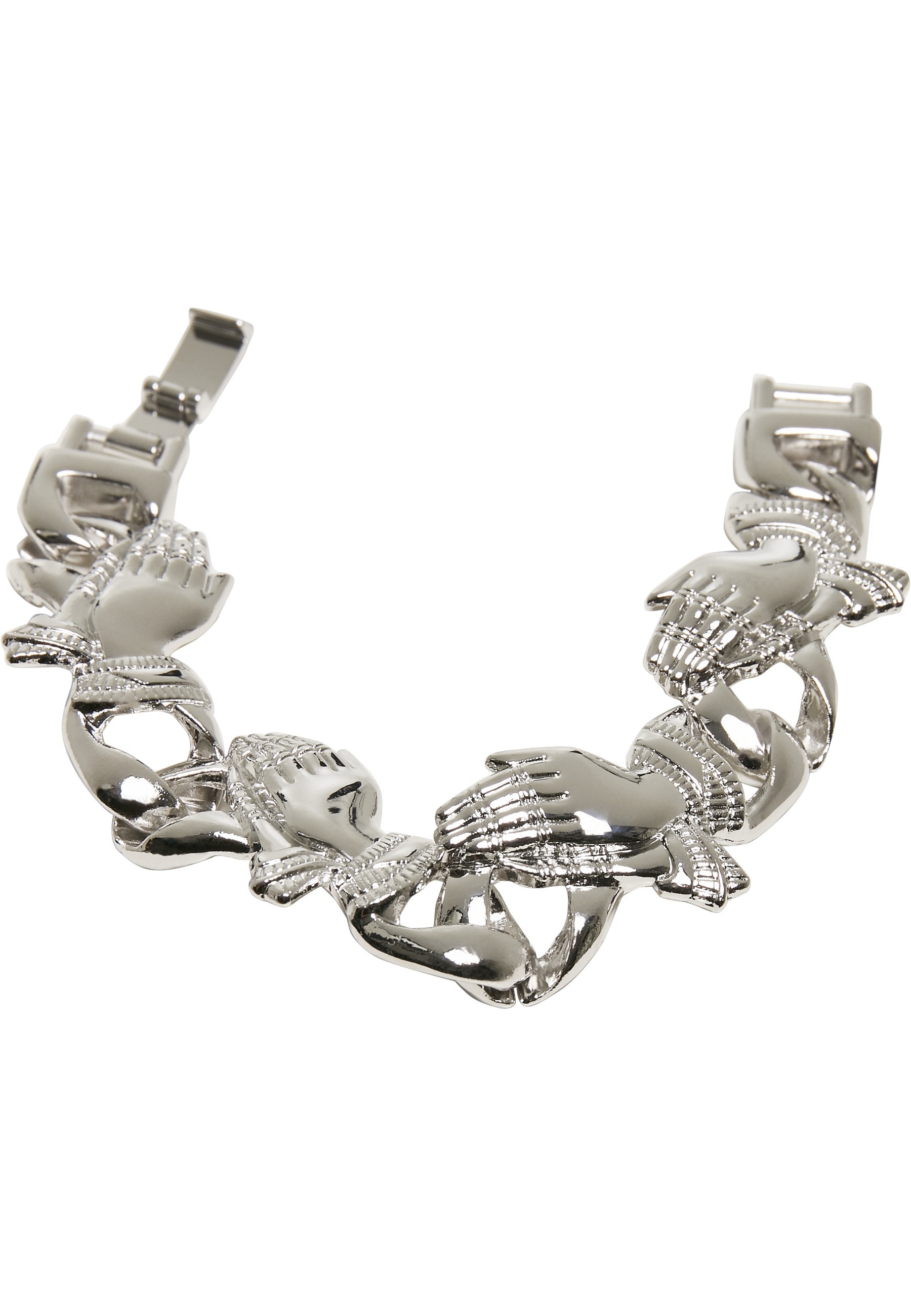 URBAN CLASSICS Damen Bettelarmband "Urban Classics Unisex Pray Hands Bracelet", S/M, Zink, silber, Zink, Armbänder