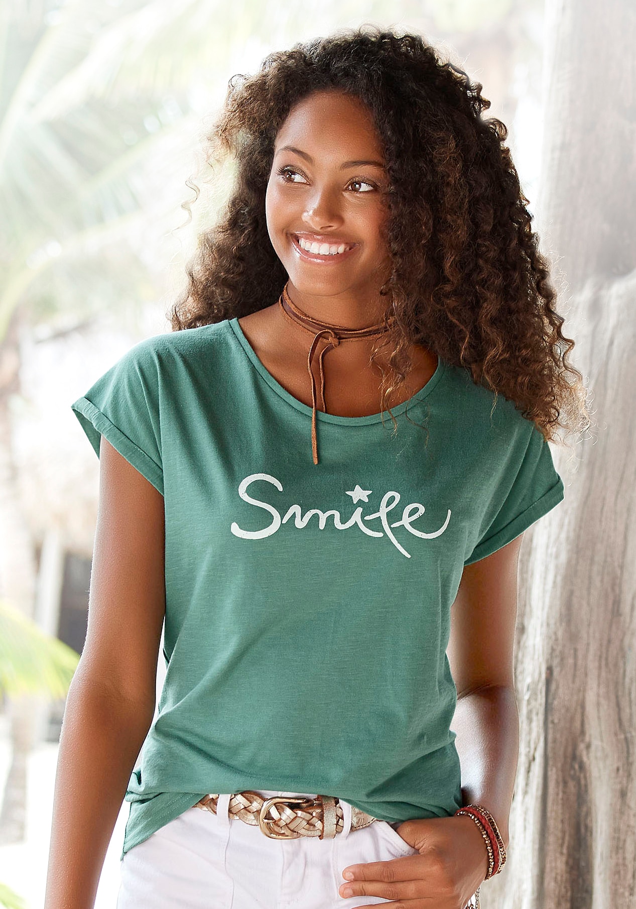 Beachtime T-Shirt "mit Frontdruck "Smile"", aus weicher Baumwoll-Qualität