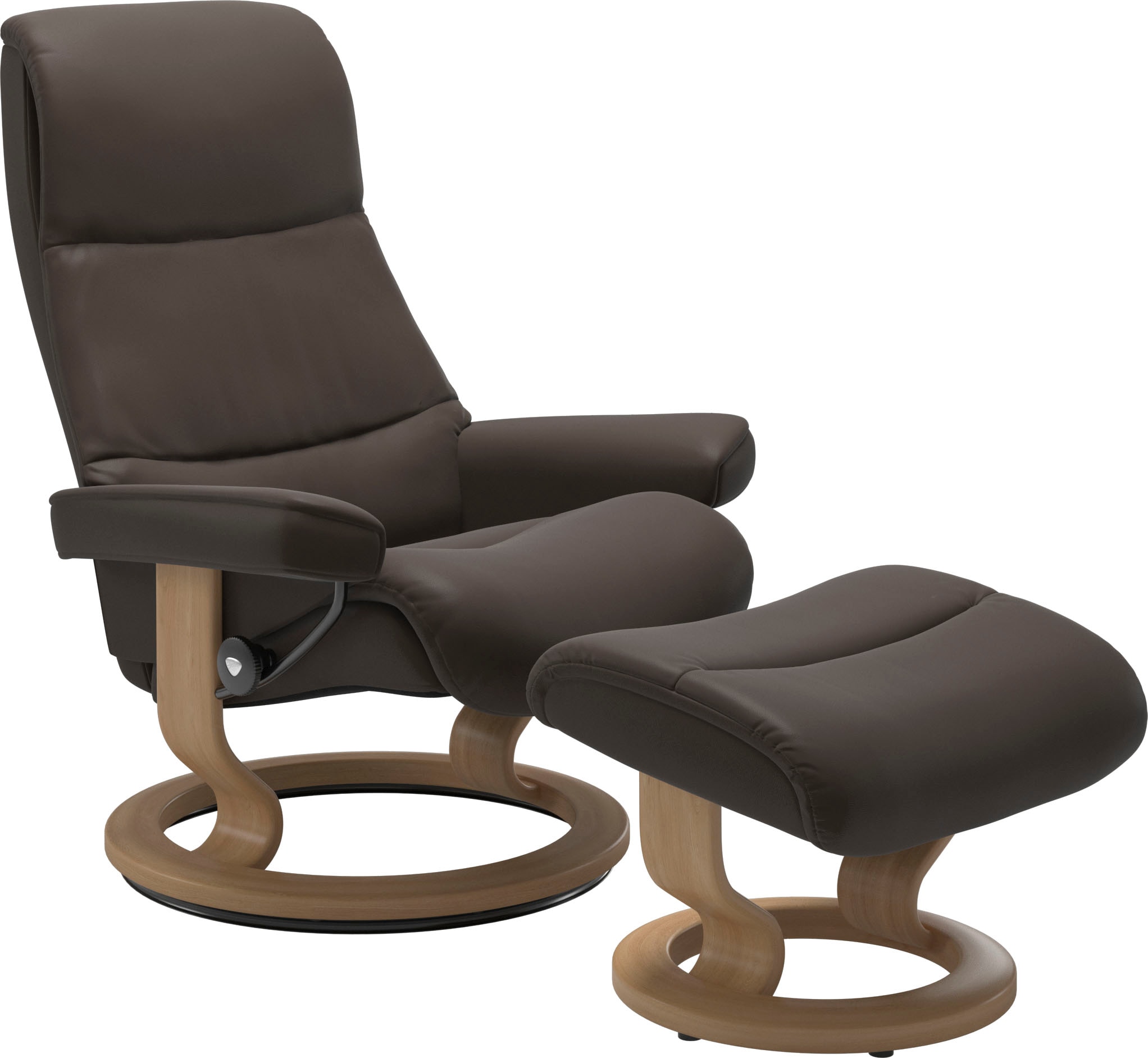 Stressless Relaxsessel "View" Set, Relaxsessel mit Hocker, mit Classic Base, Größe M,Gestell Eiche