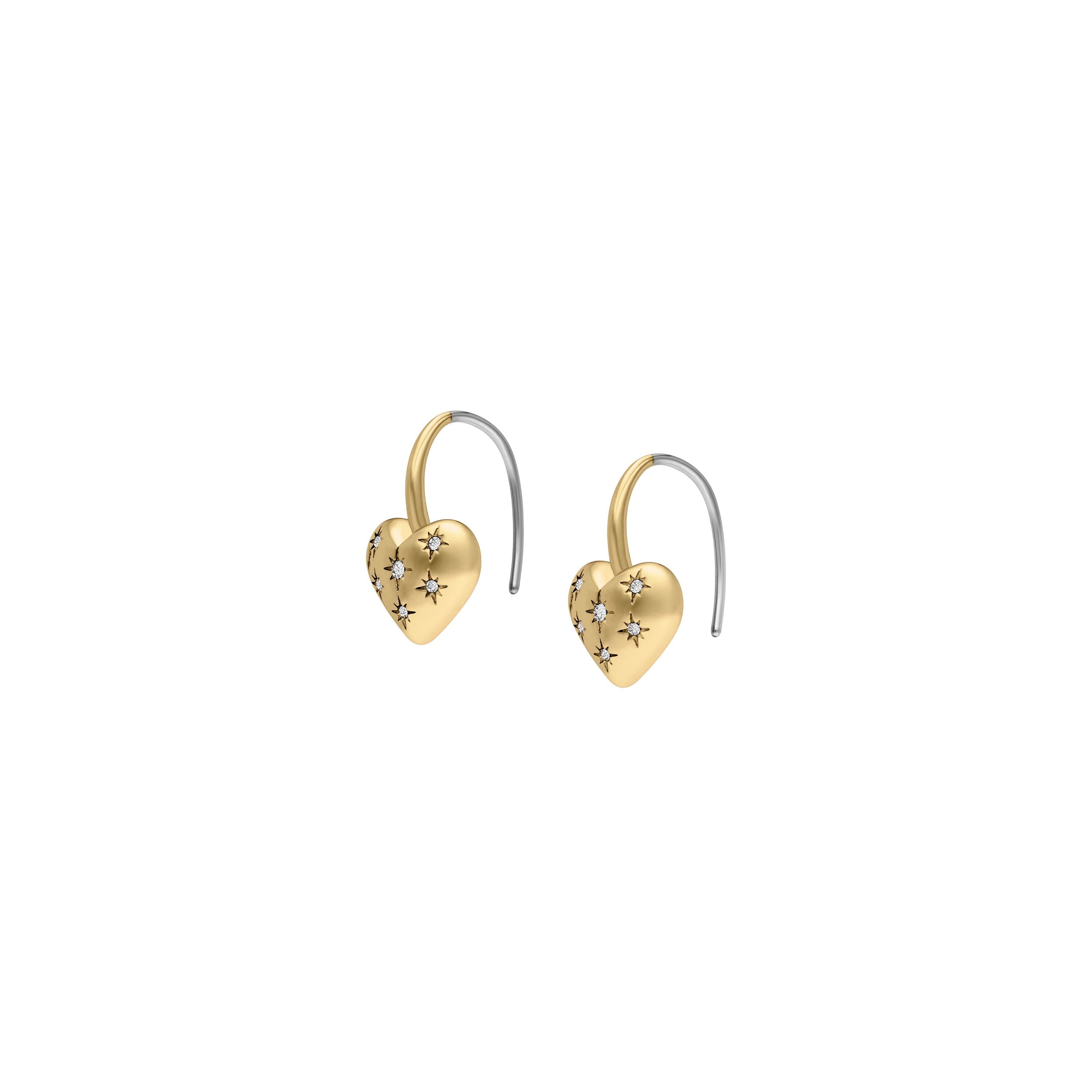 Fossil Paar Ohrhaken »Schmuck Geschenk Edelstahl SADIE Herz, JF04833710«, mit Glasstein