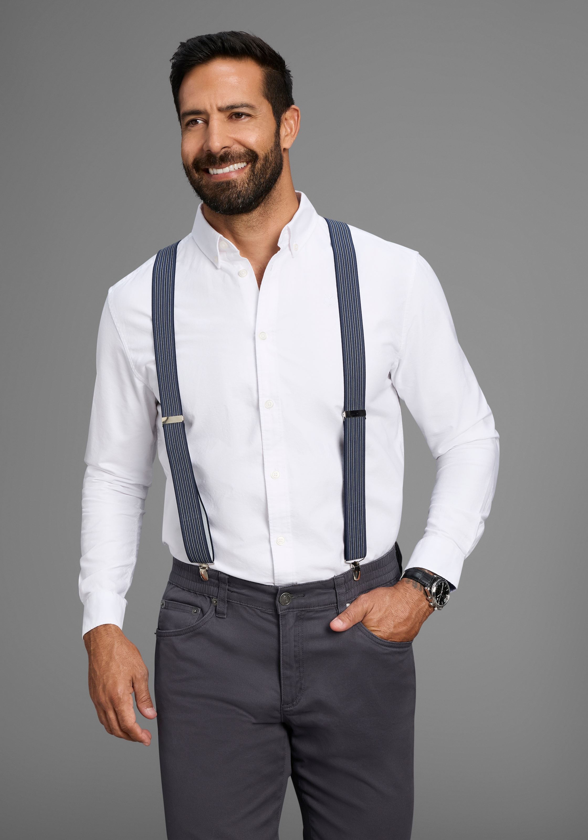 Mans World Hosenträger in bequemer Breite & extra Länge bis 130cm - im Streifendesign