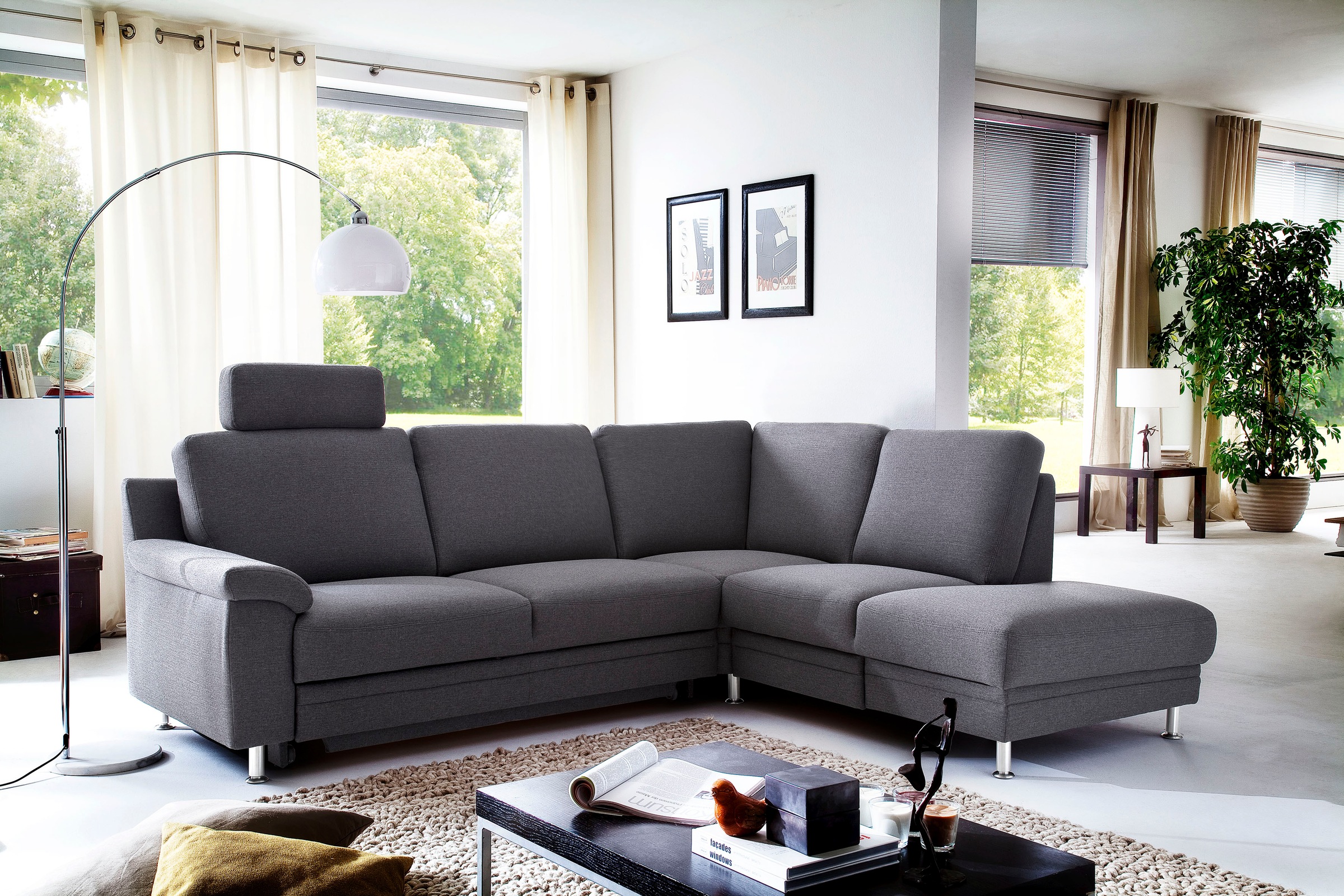 3C Carina Ecksofa »Korfu L-Form«, incl.- 1 Kopfstütze, wahlweise mit Schlafunktion und Stauraum