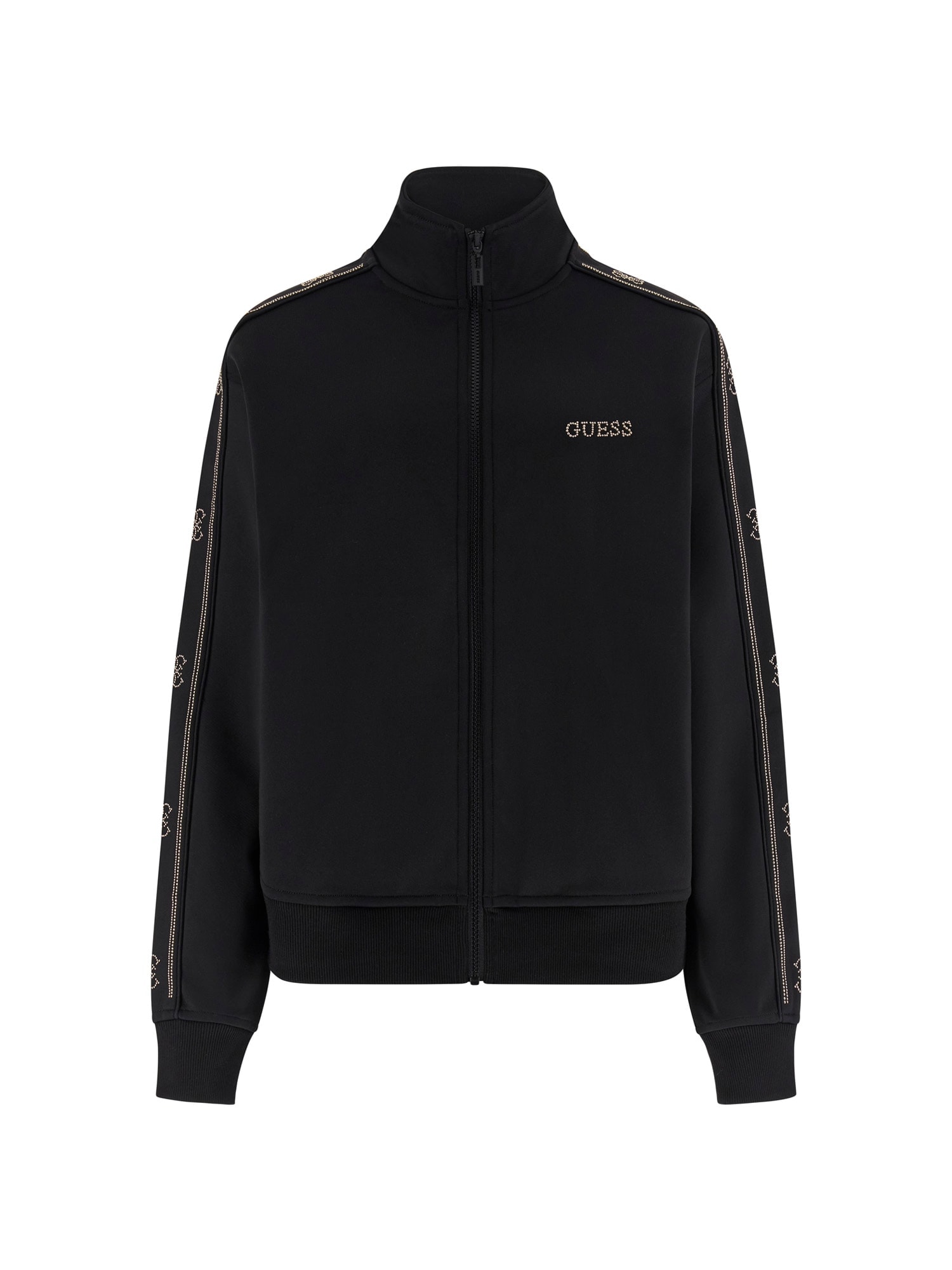 Guess Sweatjacke »OCTAVIA HIGH NECK FULL-ZIP« mit Strass-Steinen, Stehkragen