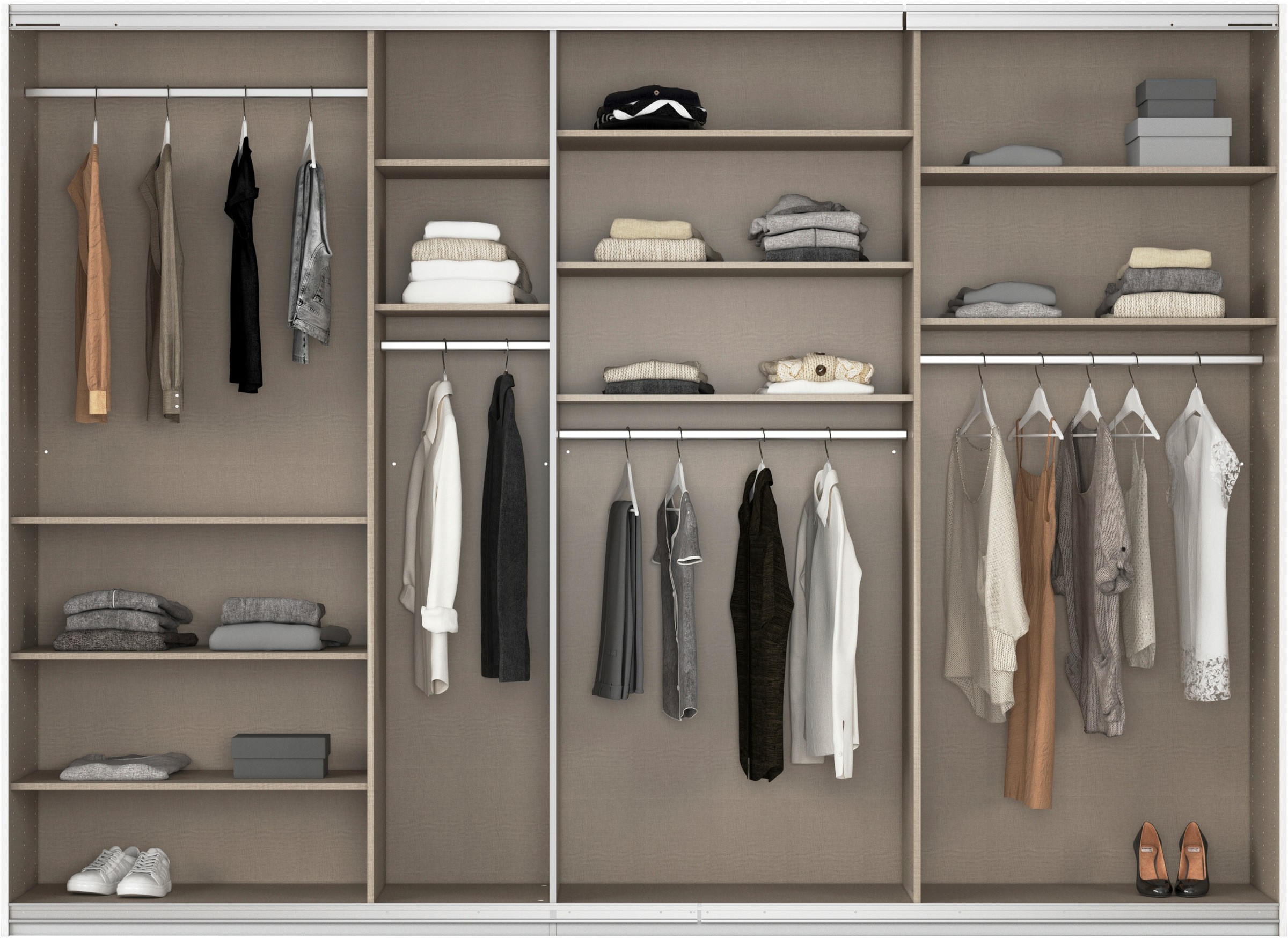 rauch Schwebetürenschrank »Kleiderschrank Schrank Garderobe AGORDO mit Glasfront«, durchdachte Innenausstattung, in 4 Breiten und 2 Höhen MADE IN GERMANY