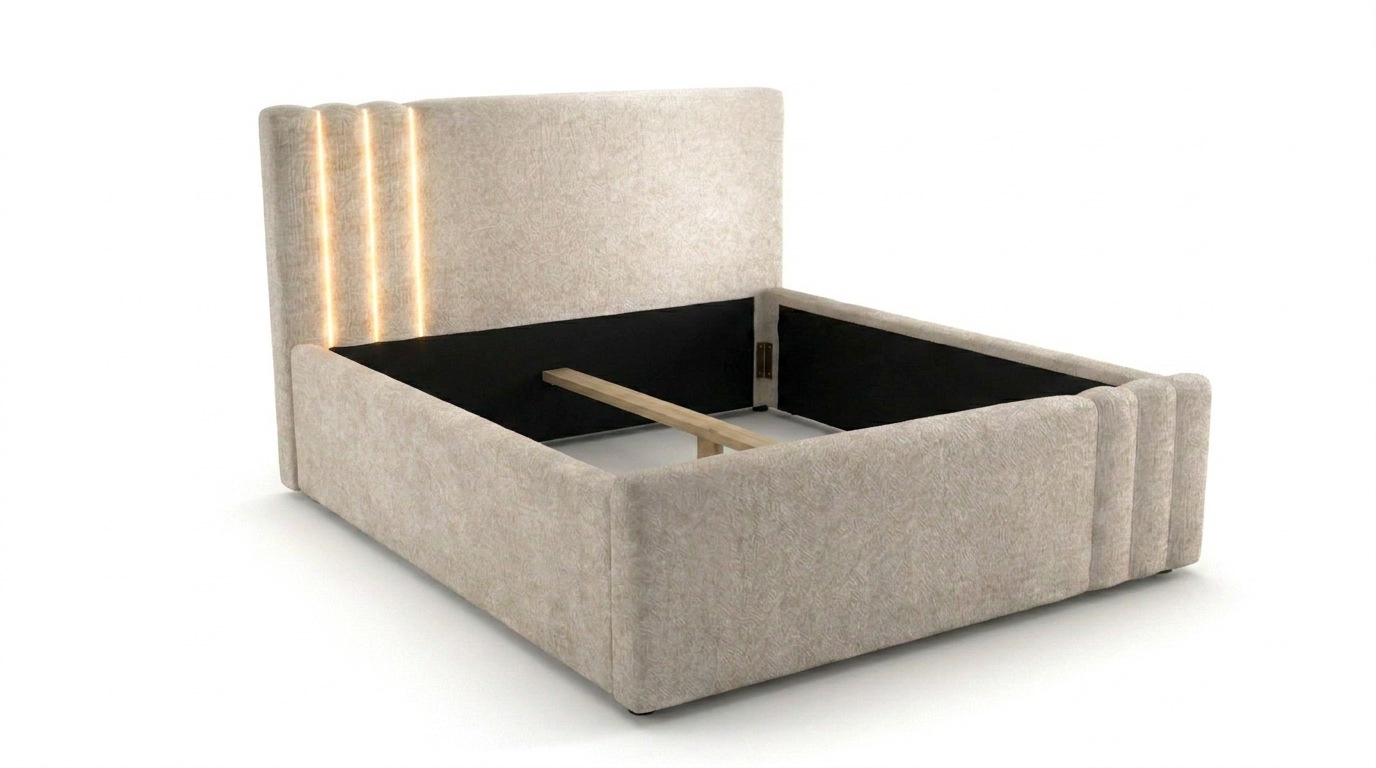 Home affaire Polsterbett »AESSIA in 2 Breiten- 160 und 180 cm, mit/ohne Bettkasten, Chenille« Stauraumbett, gepolstertes Kopfteil, ohne Matratze, modernes Design