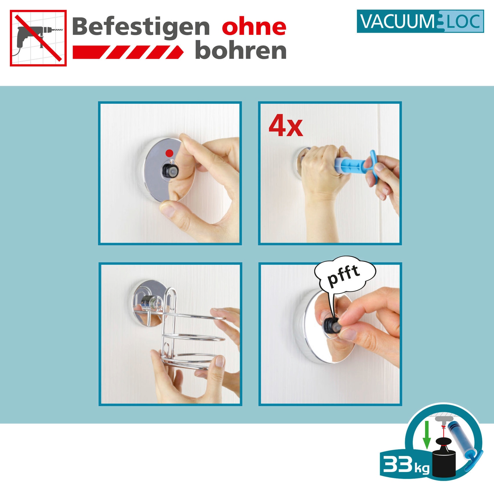 WENKO Klebehaken »Vacuum-Loc«, | BAUR bestellen St.) (Set, 4