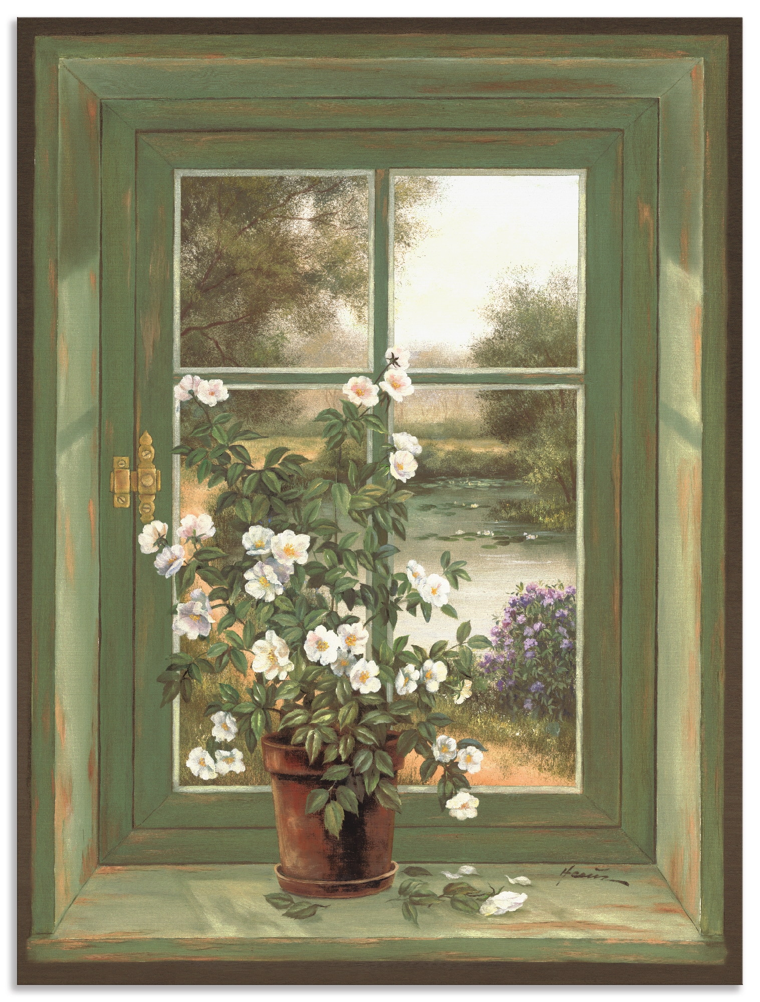 Poster BAUR »Wildrosen oder Leinwandbild, Alubild, | Größen Artland am Arrangements, versch. St.), Wandbild Wandaufkleber (1 Fenster«, als kaufen in