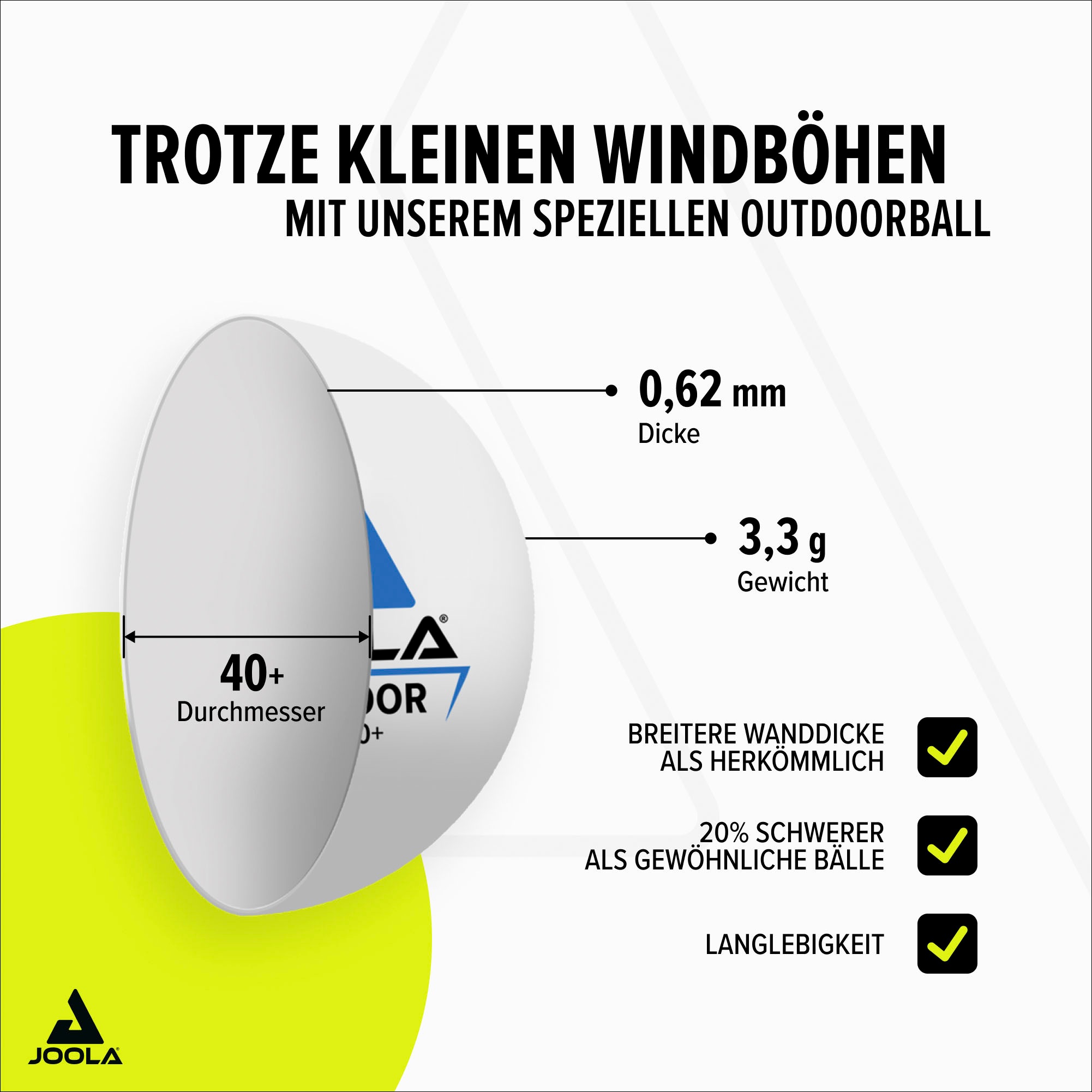 Joola Tischtennisschläger »VIVID Outdoor«, (Set, 6 tlg., mit Bällen-mit Schlägerhülle)