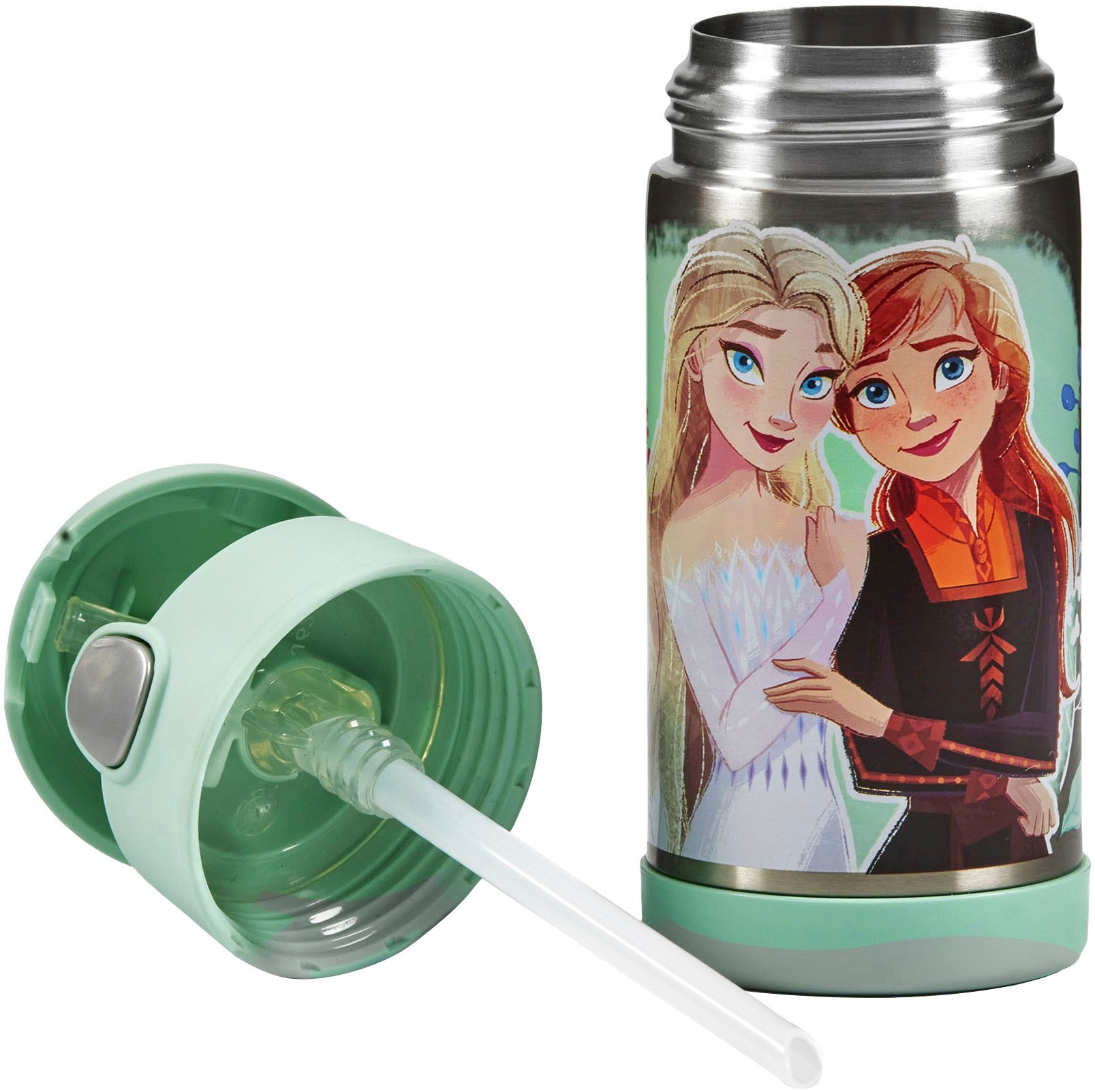 THERMOS Isolierflasche »FUNTAINER STRAW BOTTLE, doppelwandiger Edelstahl, spülmaschinenfest« 0,35l, mit Silikonstrohalm, absolut dicht