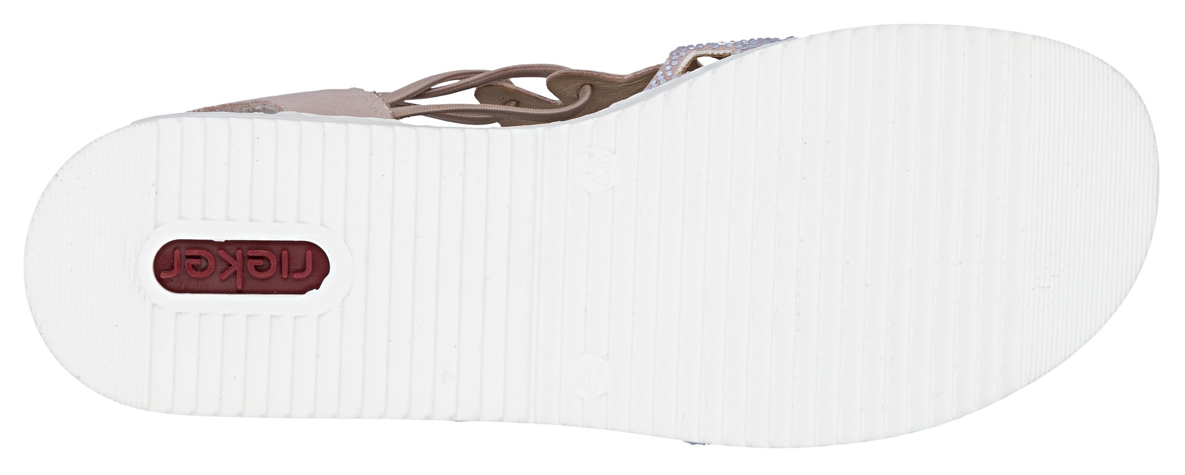 Rieker Keilsandalette  Schlupfsandale, Sommerschuh, Urlaubsschuh mit Glitzersteine