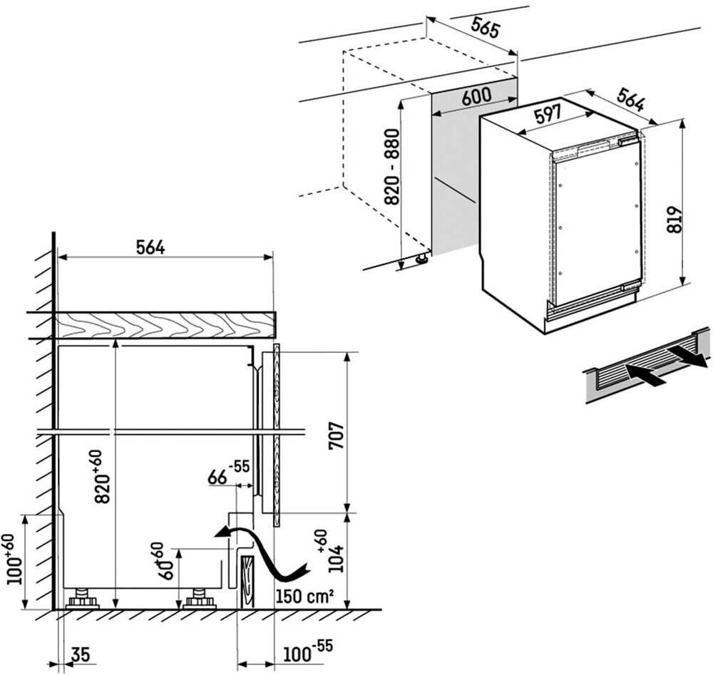 Liebherr Einbaukühlschrank »994896751« 81,9 cm hoch 59,7 cm breit