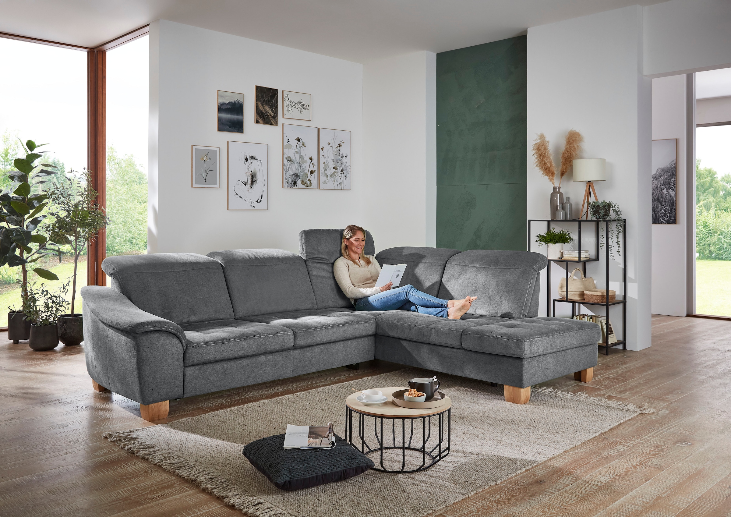 Die PlanBar Ecksofa "PP-LA23145 L-Form" inkl. Kopfpolsterverstellung, Feder günstig online kaufen