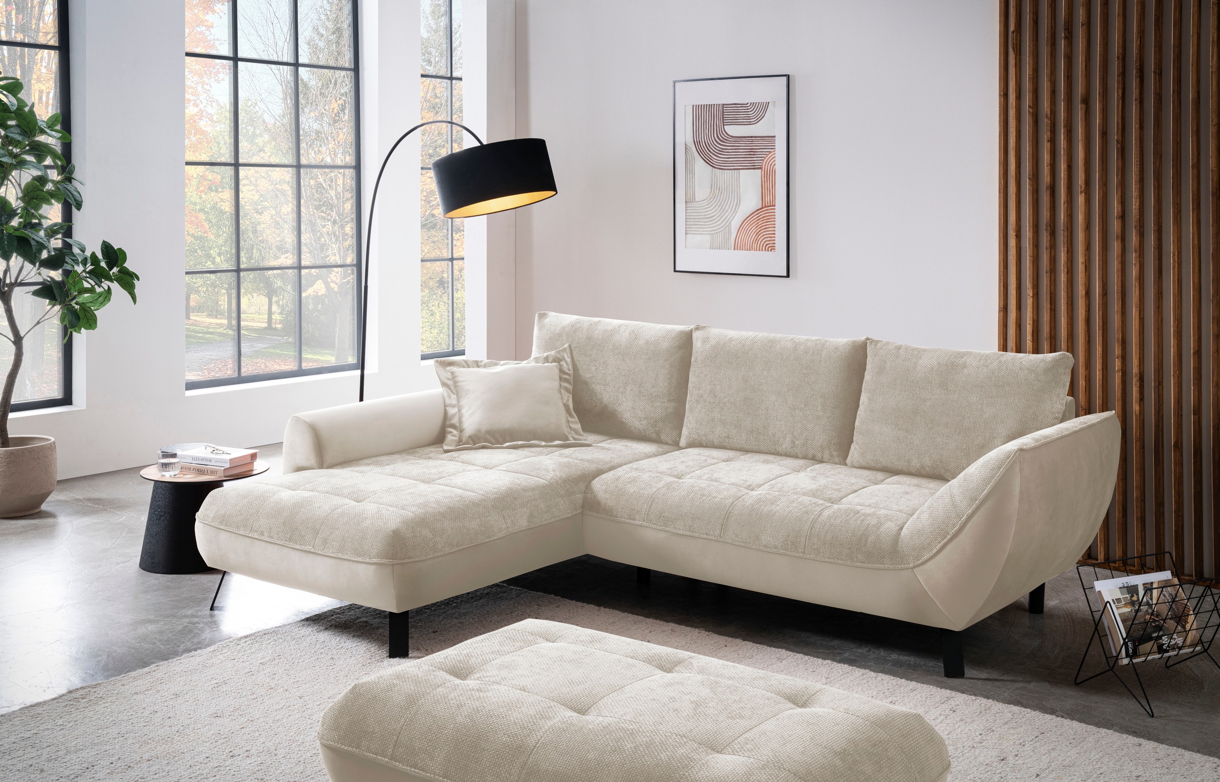 exxpo - sofa fashion Ecksofa "Bellinii, Materialmix, Strukturbezug und pfle günstig online kaufen