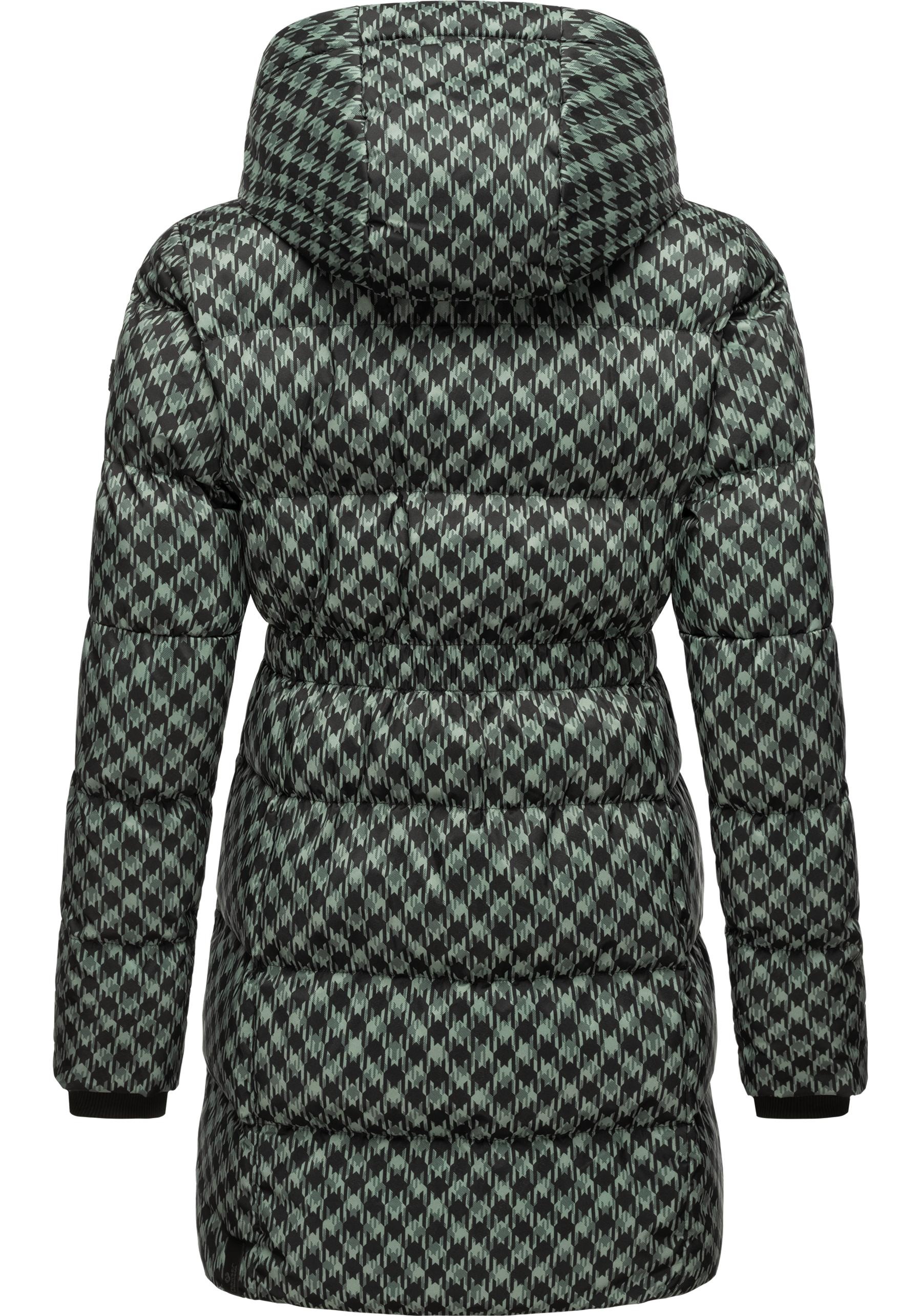 Ragwear Steppmantel »Niara Print«, wasserdichter Mantel mit angesagtem Hahnentritt Muster