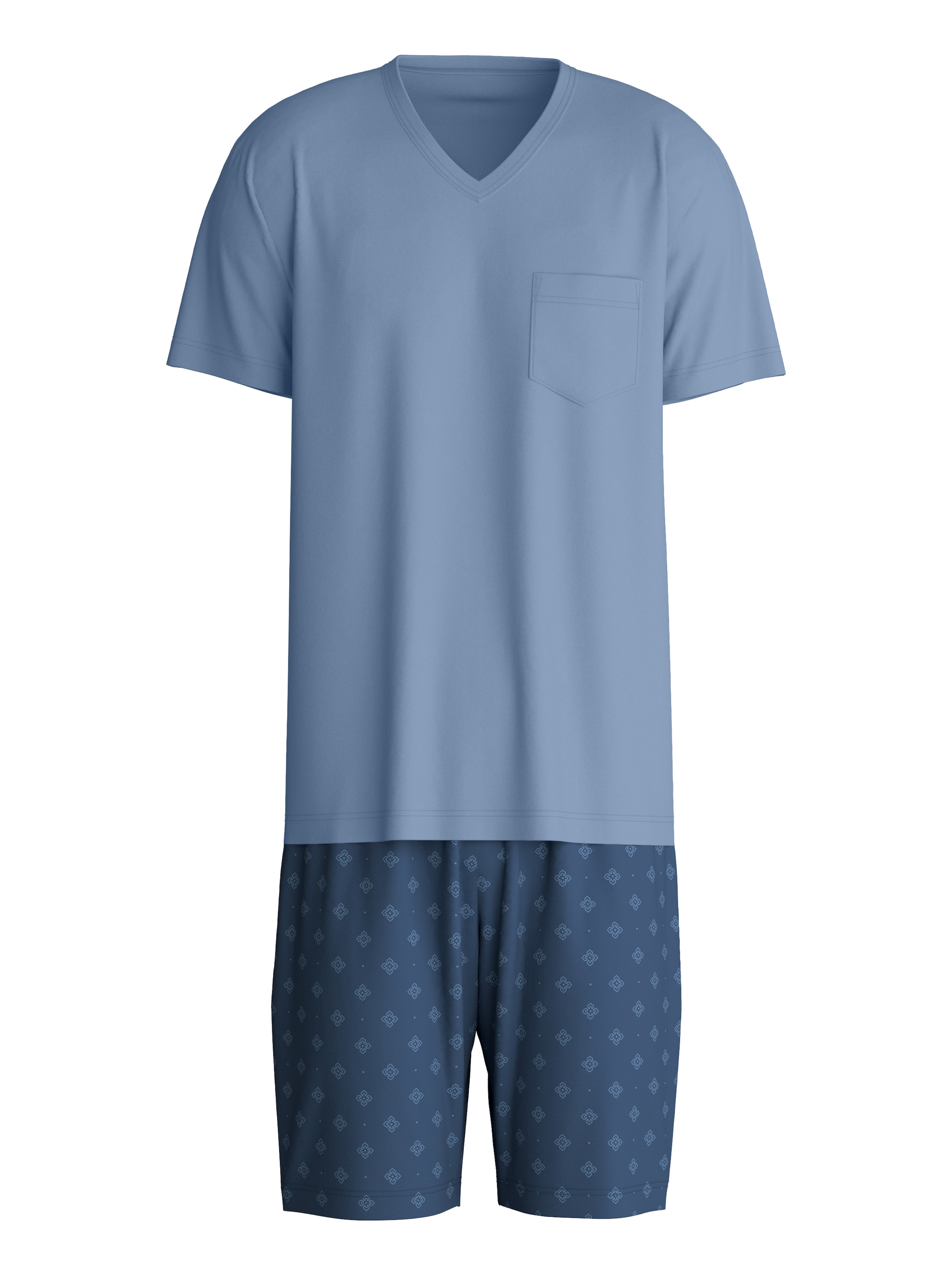CALIDA Shorty »Relax Imprint 2« 2 V-Ausschnitt, Brusttasche, Kurzarm, Single Jersey Qualität