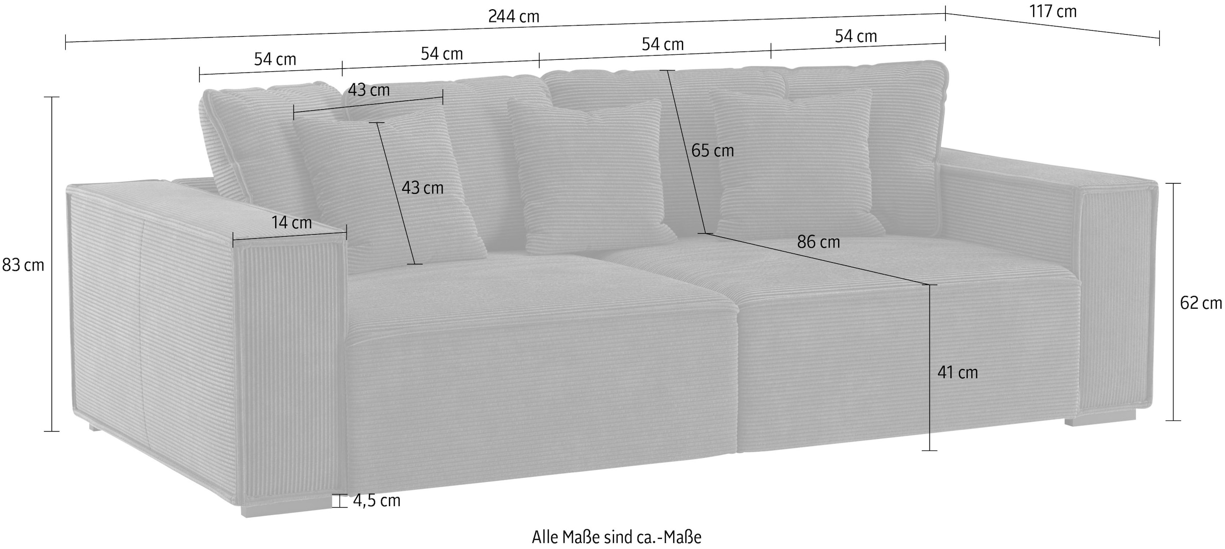 INOSIGN Big-Sofa »Surf«, mit 7 Kissen, gemütlicher Sitzkomfort