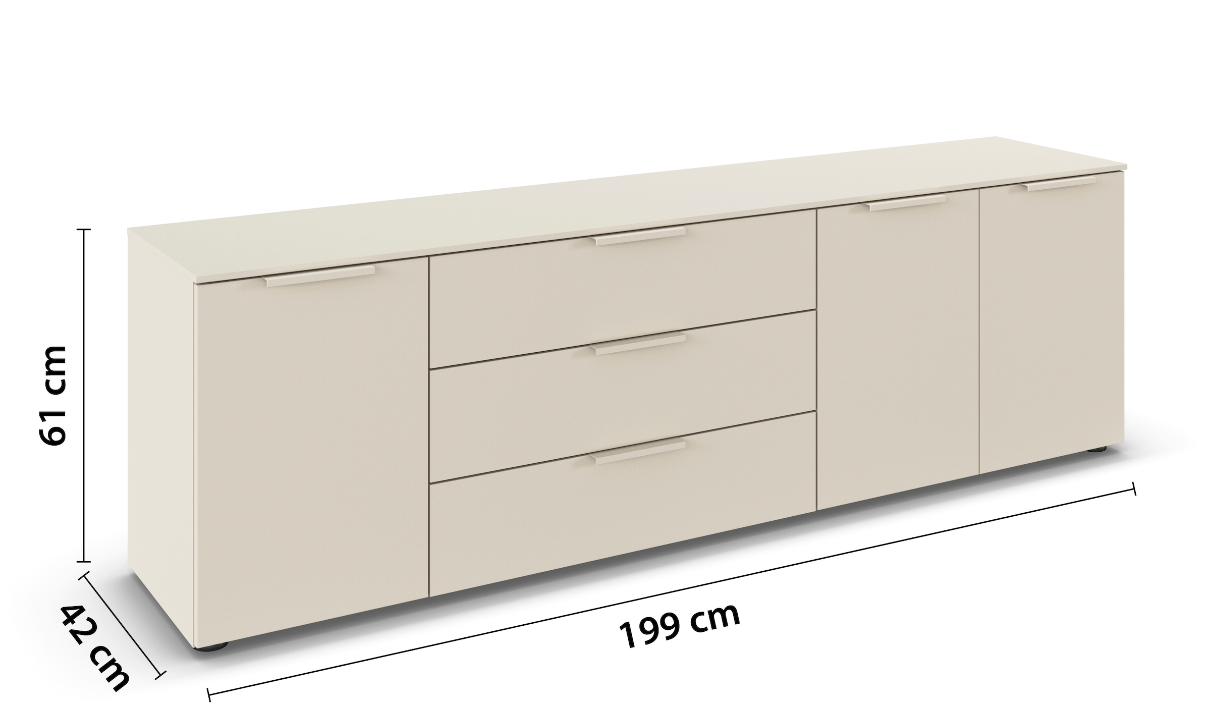 rauch Schubkastenkommode »Kommode Türkommode Sideboard Kombikommode FLIPP«, (Breite 200 cm mit 2 Einlegeböden), 3-türig mit 3 Schubladen und Soft-Close-Funktion