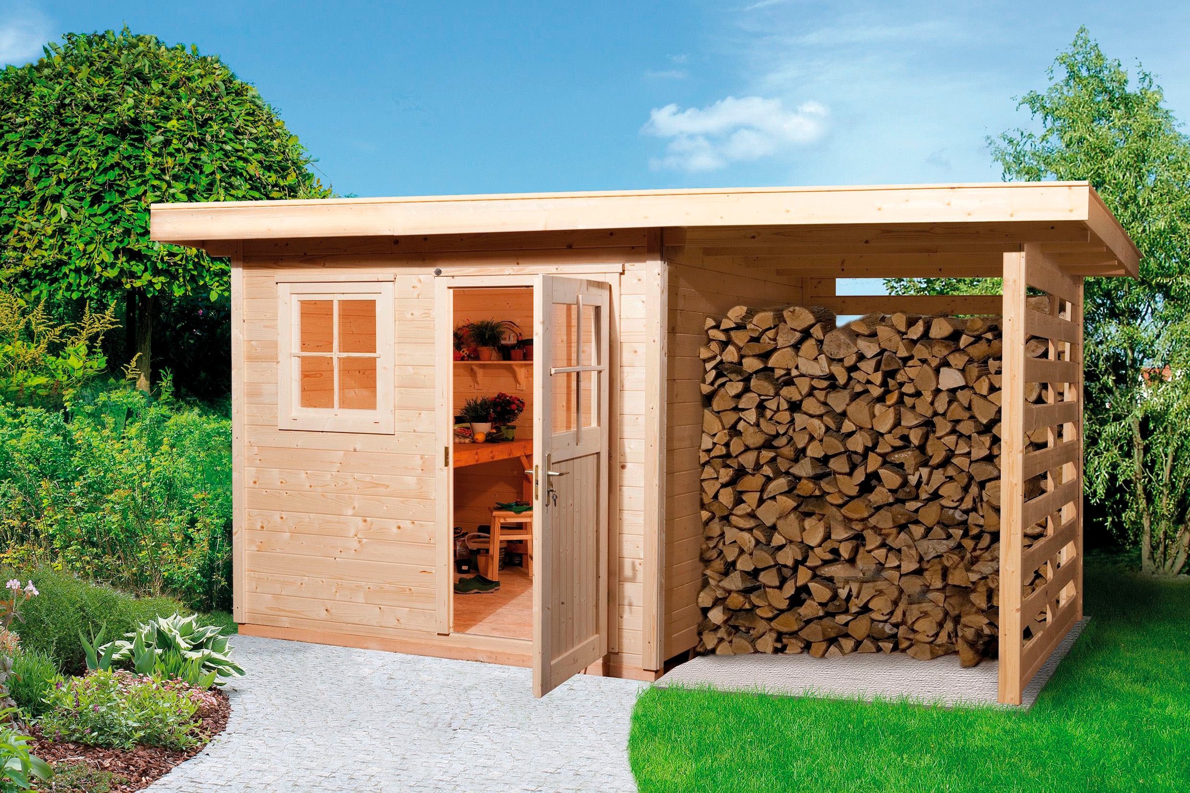 weka Gartenhaus »170 A Gr.1, 28 mm, natur Holzlagerplatz 150 cm«